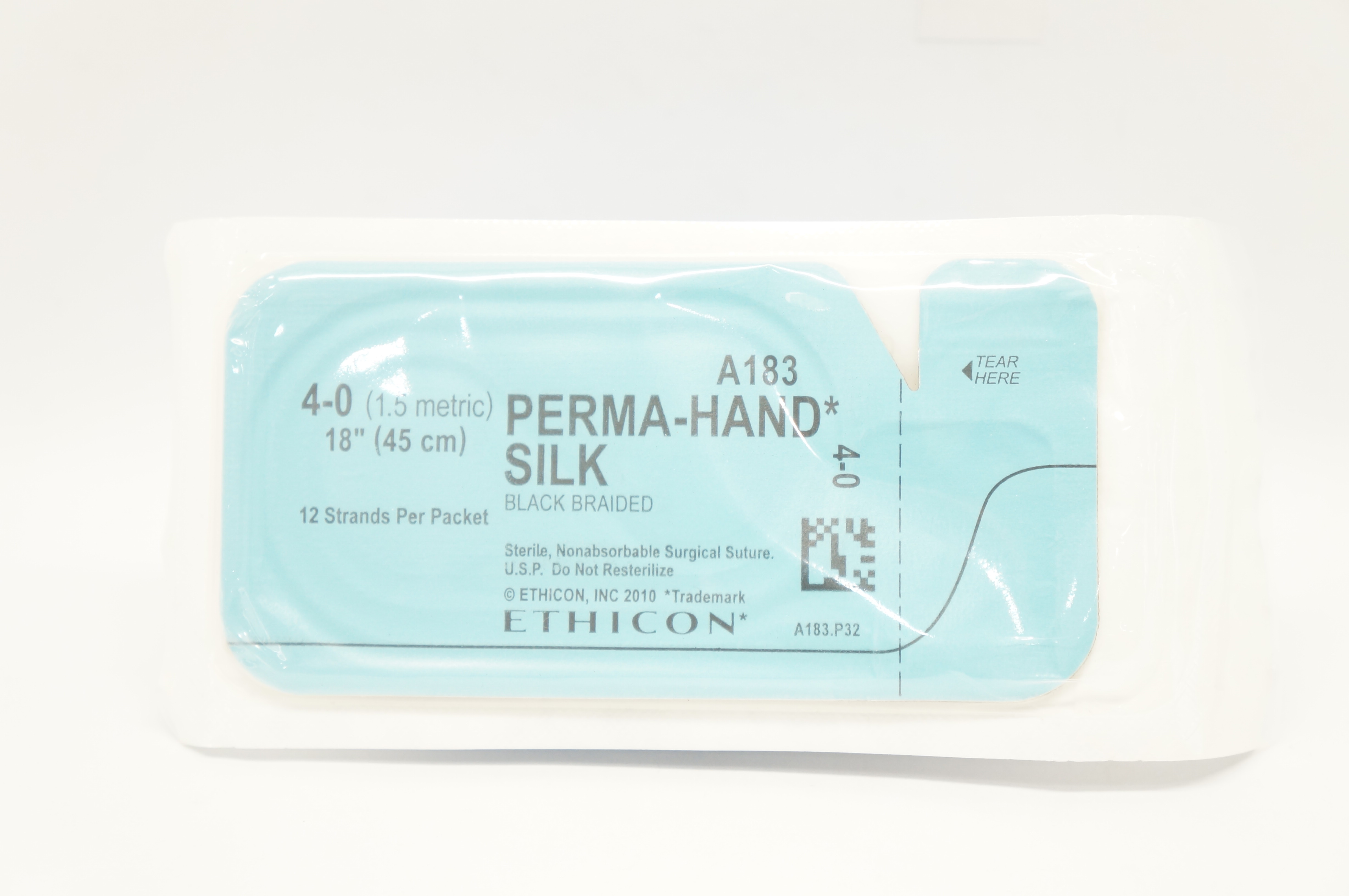 Ethicon A183 4-0 Perma-Hand Silk Surgical Stre Black Braided 18 inch