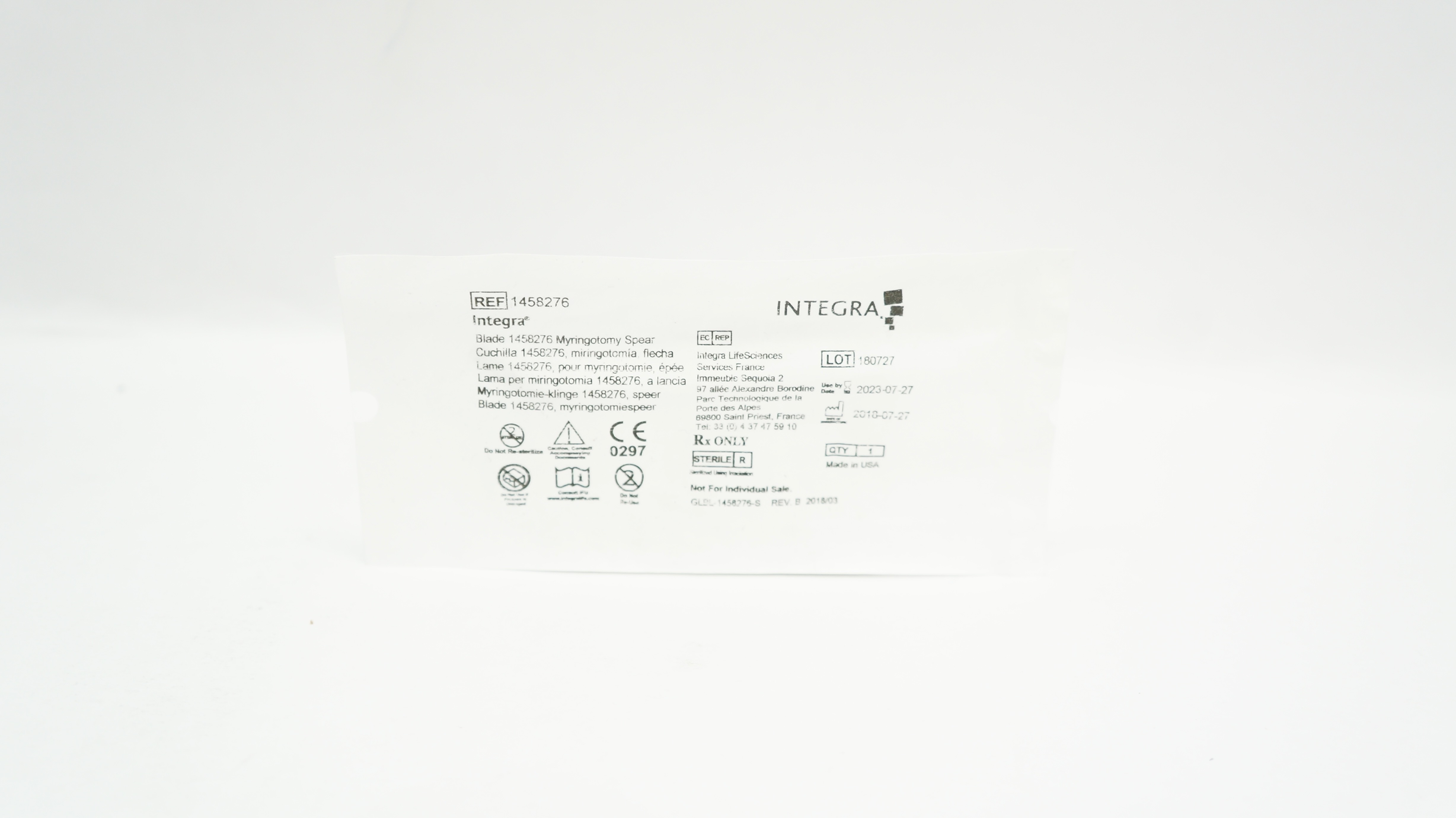 Integra 1458276 Blade 1459275 Myringotomy Spear (x)