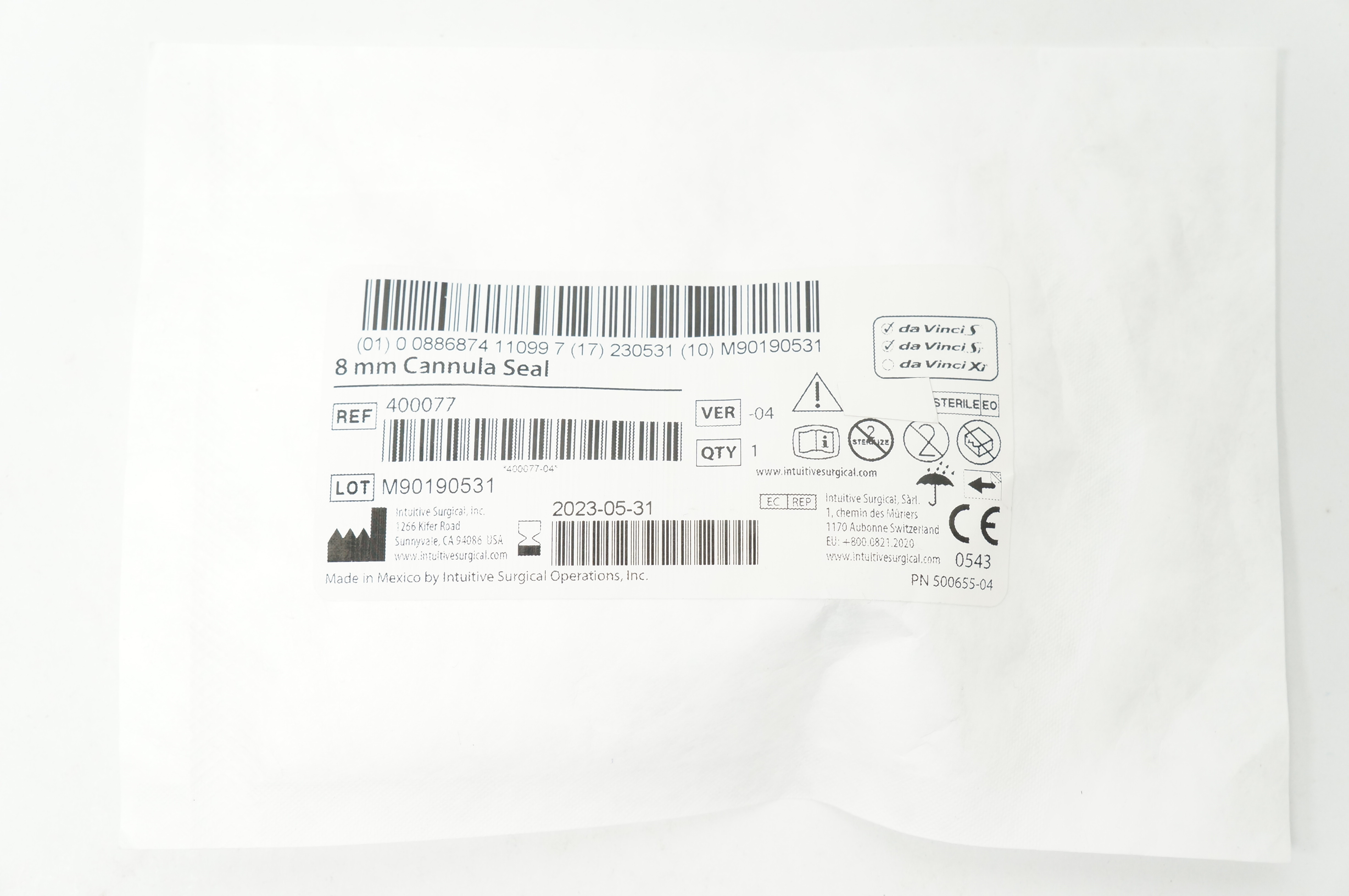 Intuitive Surgical 400077 Cannula Seal 8mm