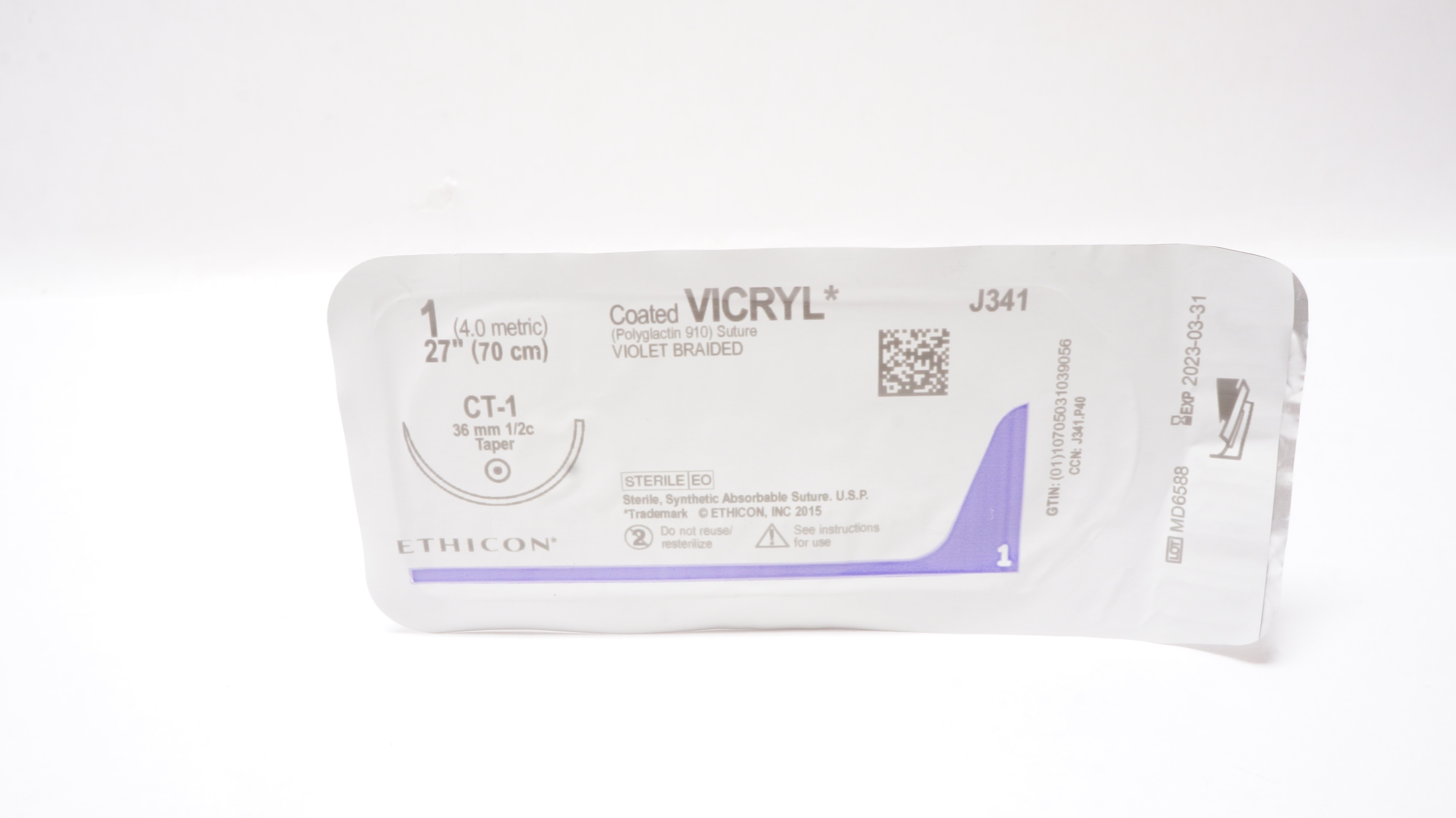 Ethicon J341 Coated VICRYL Polyglactin Stre CT-1 36mm 1/2c Taper 27inch (x)