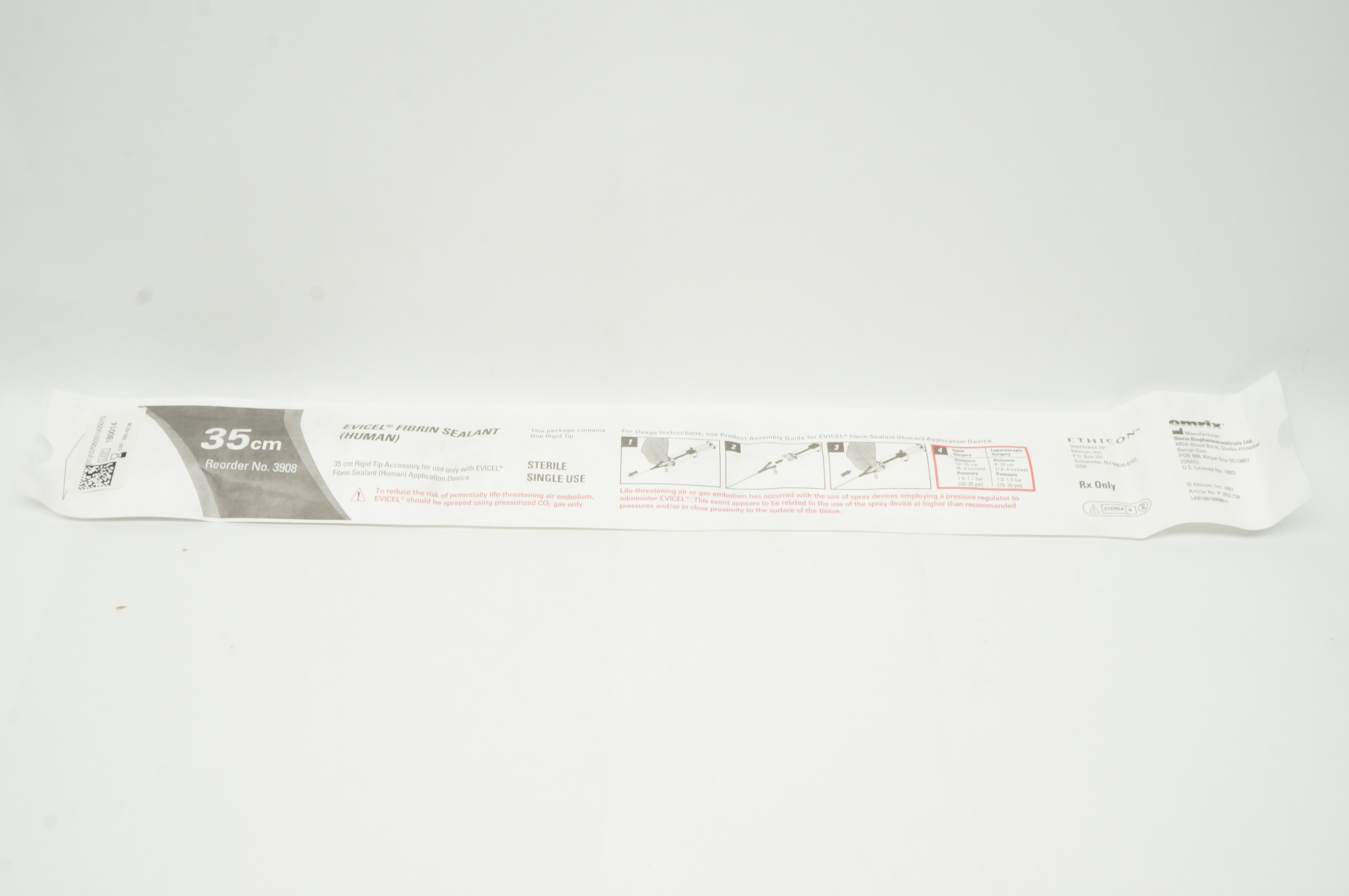 Ethicon 3908 EVICEL Fibrin Sealant (Human) 35cm 3 Rigid Tips (x)