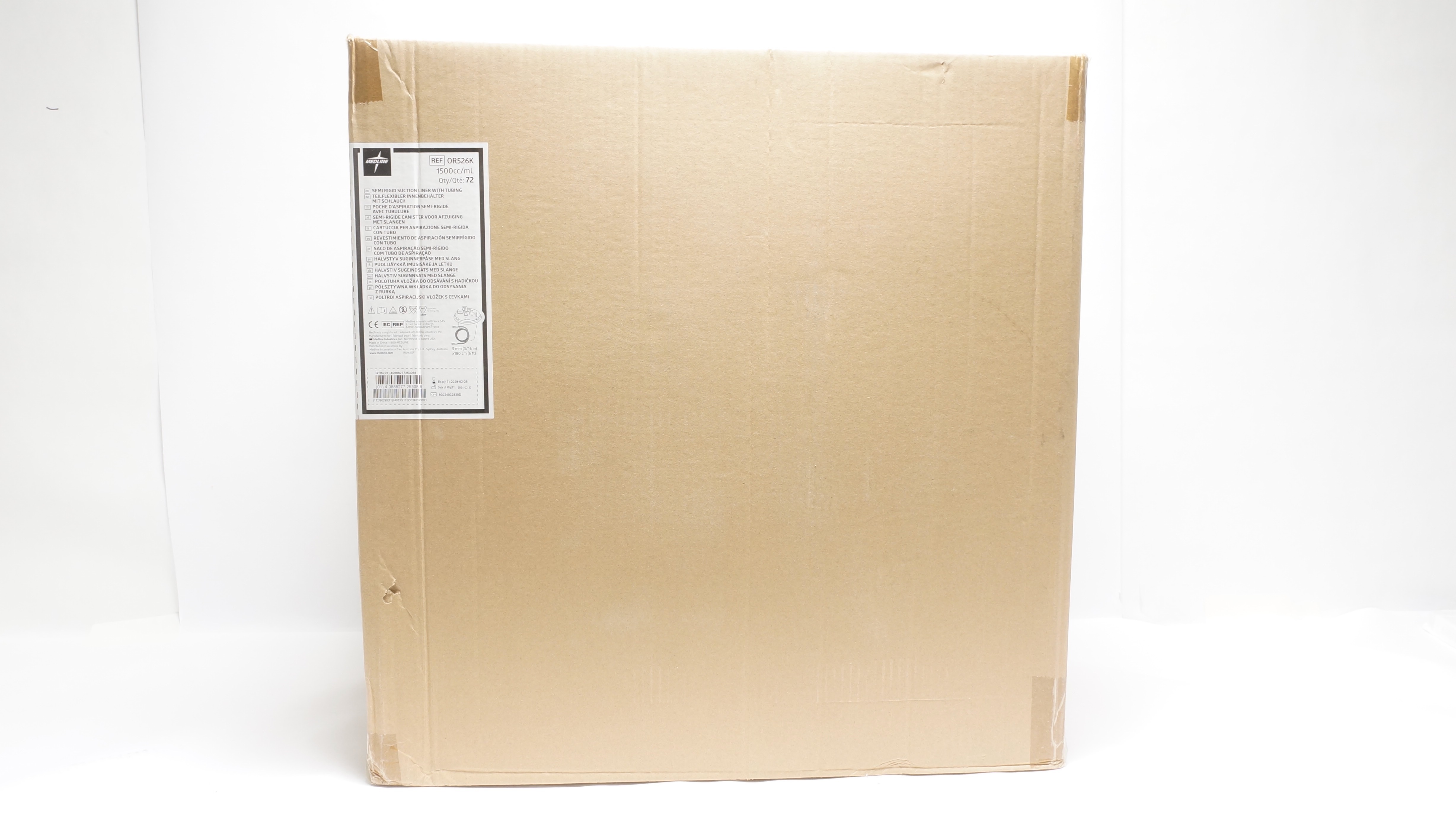 Medline OR526K Semi Rigid Suction Liner W/Tubing 1500cc/ml - Box of 72