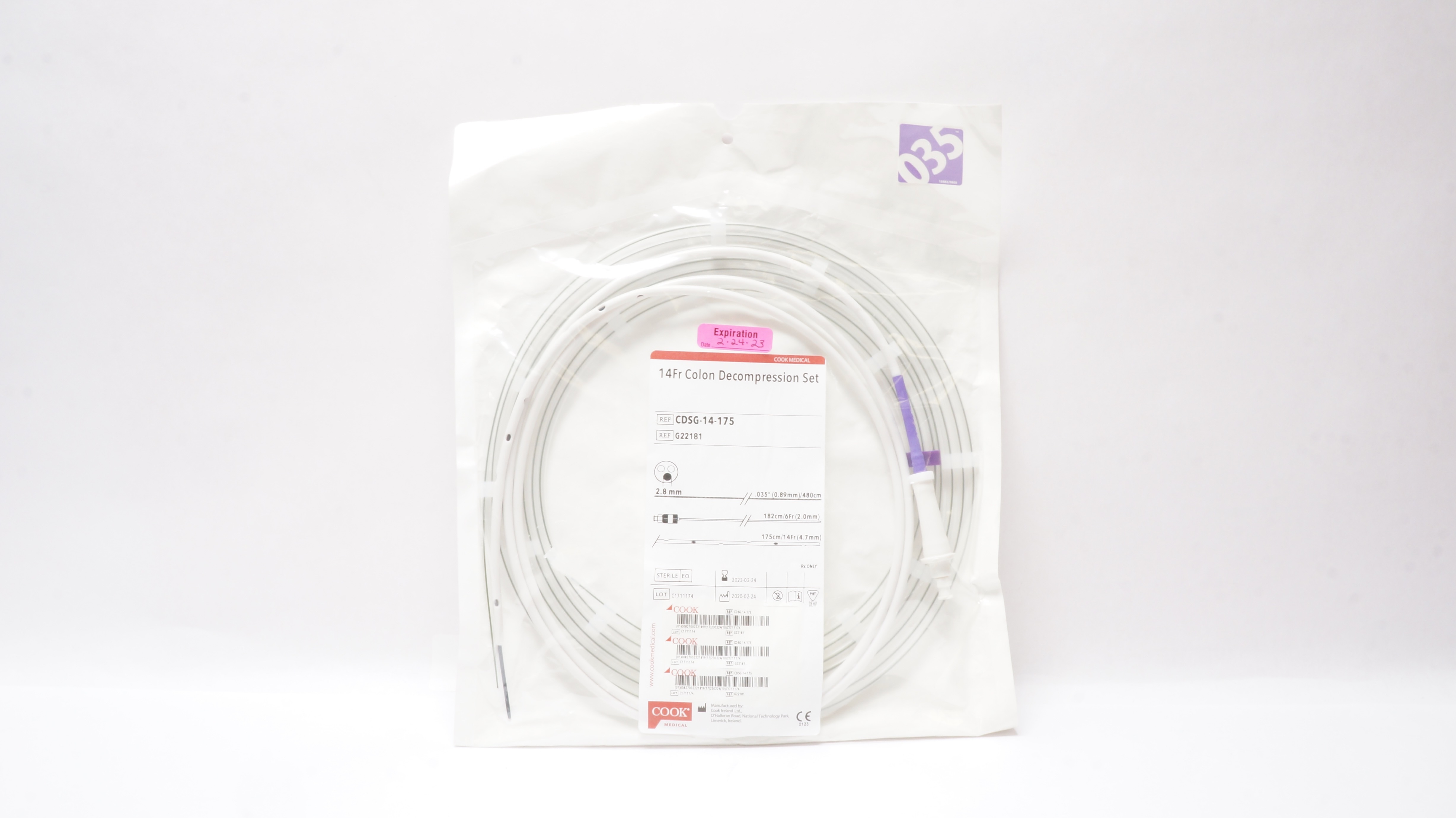 Cook Medical G22181 Colon Decompression Set 14Fr .035inch x 182 x 175cm (x)