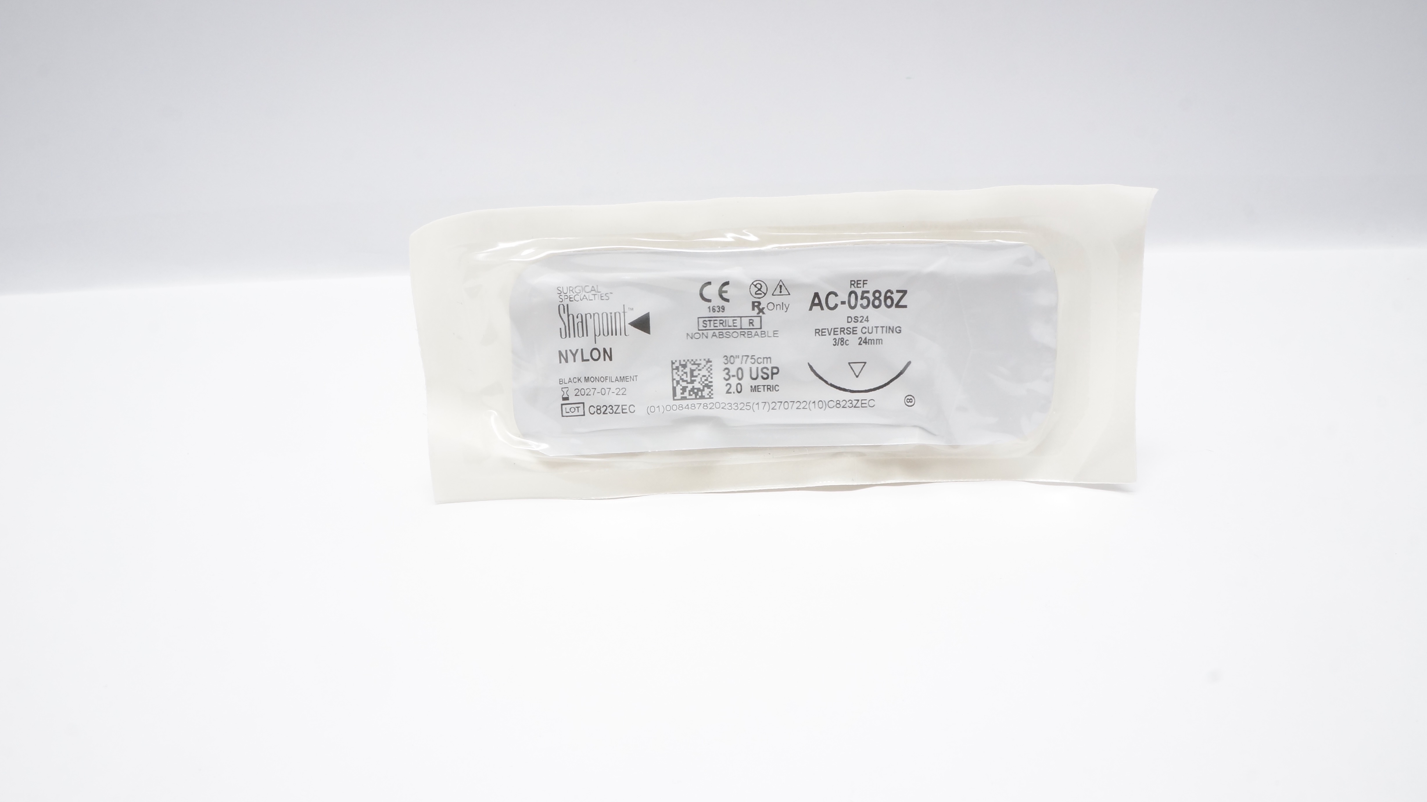 Surgical Specialties AC-0586Z 3-0 Stre DS24 Reverse Cutting 3/8c 24mm 30inch