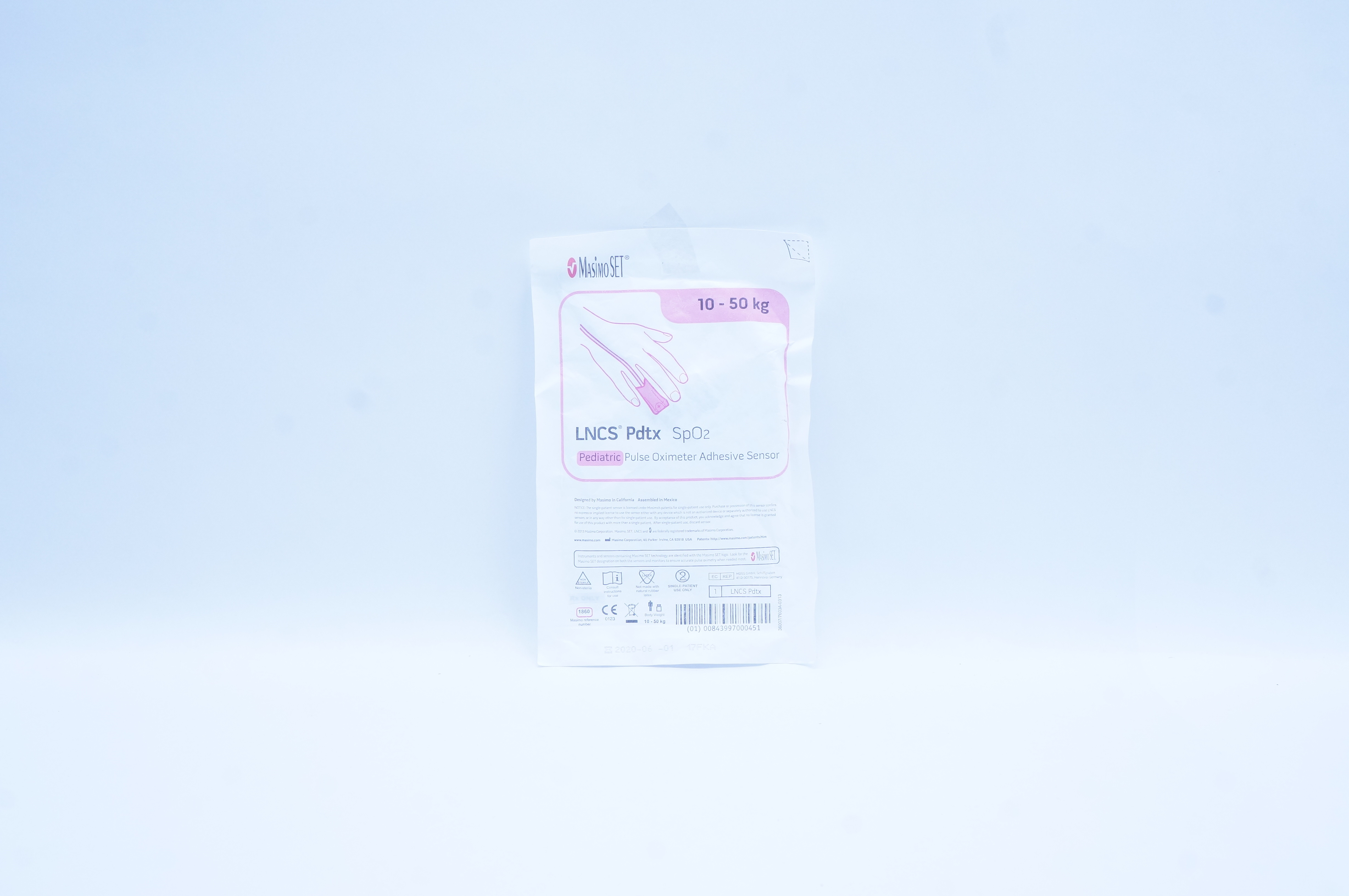 Masimo 1860 LNCS Pdtx SpO2 Pediatric Pulse Oximeter Adhesive Sensor 10-50 kg (x)