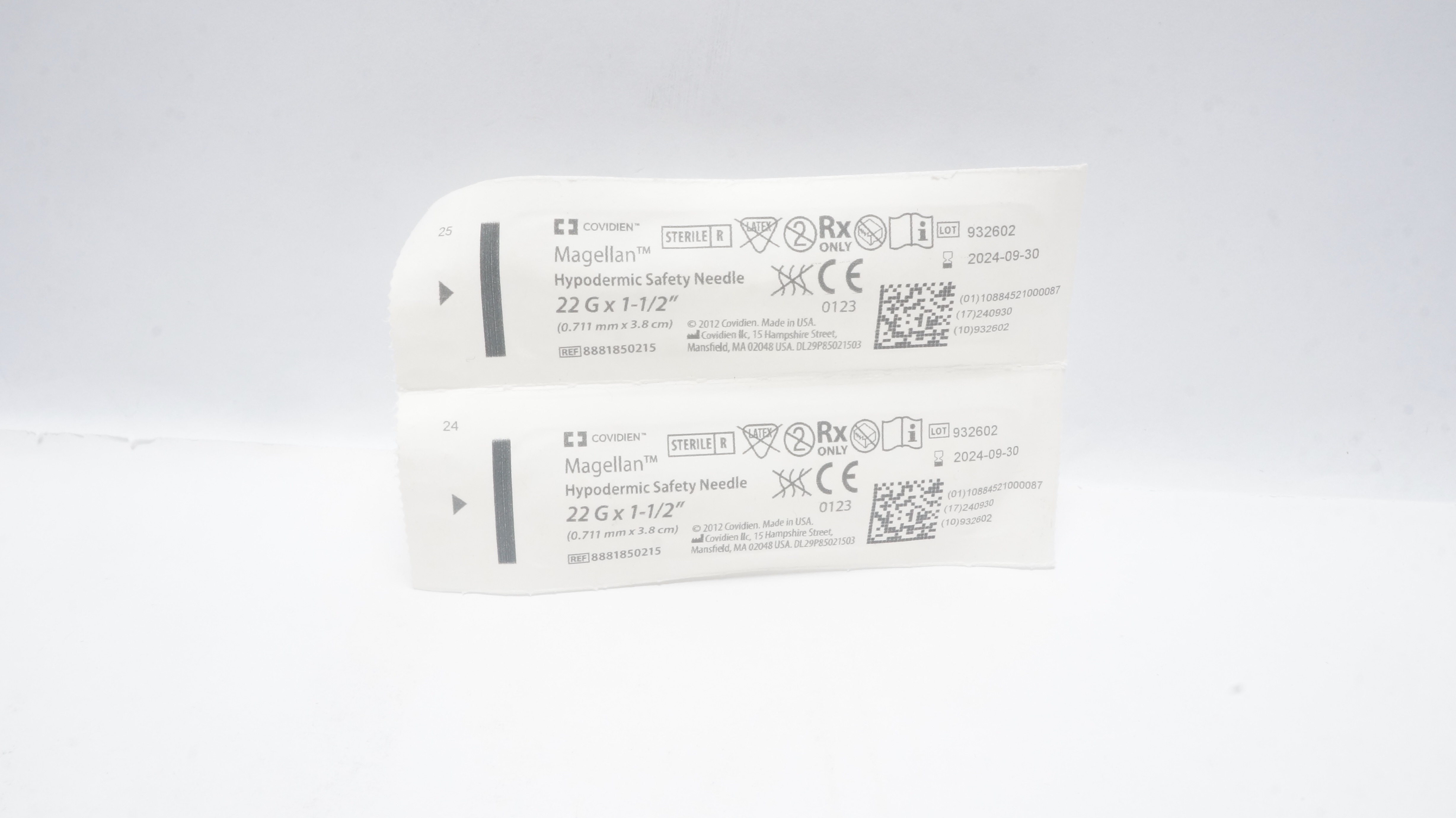 Covidien 8881850215 Magellan Hypodermic Ndle 22G x 1-1/2inch (x) - Lot of 2