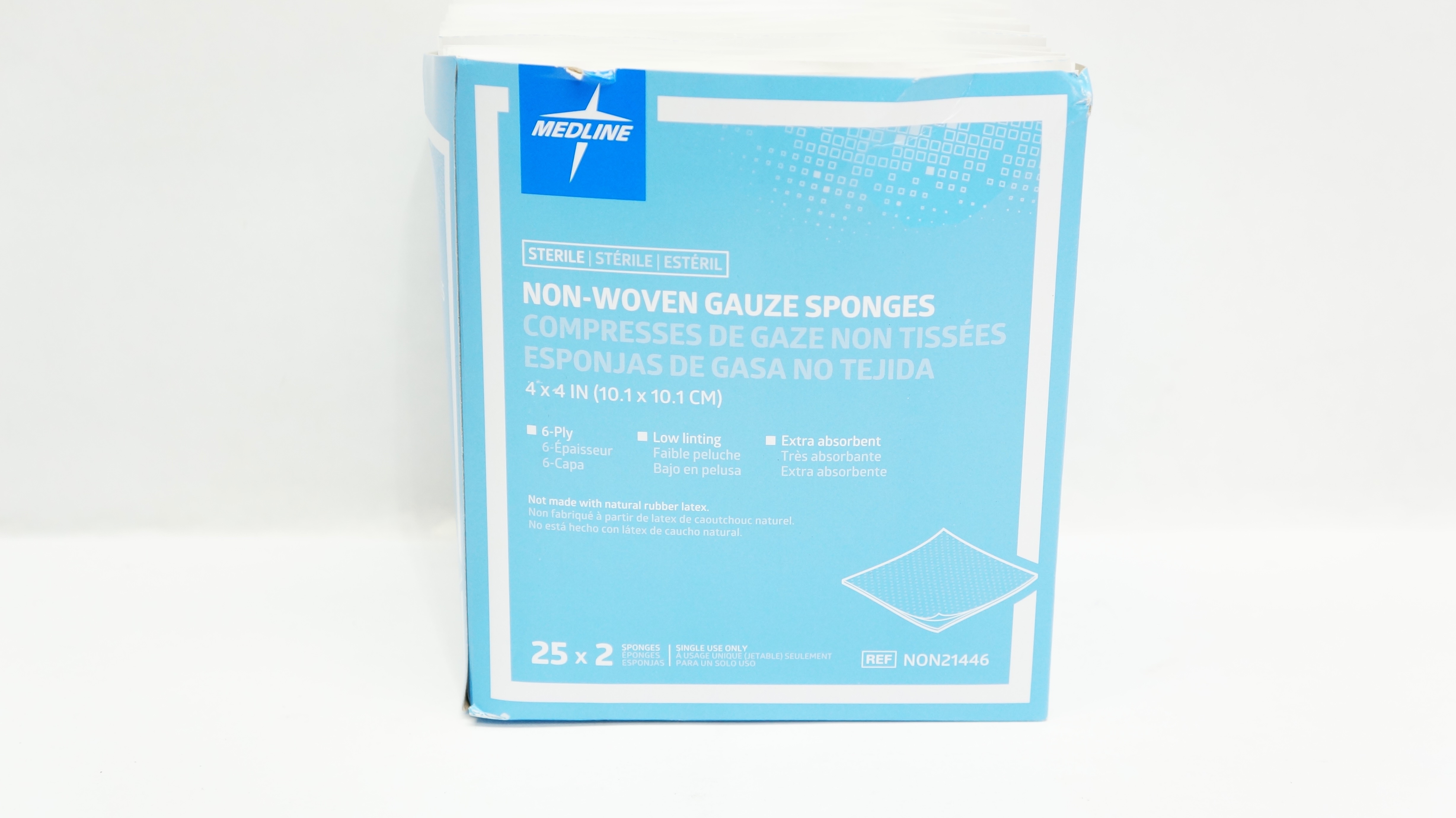 Medline NON21446 Non-Woven Gauze Sponges 6-Ply 4 x 4 inch - Box of 50