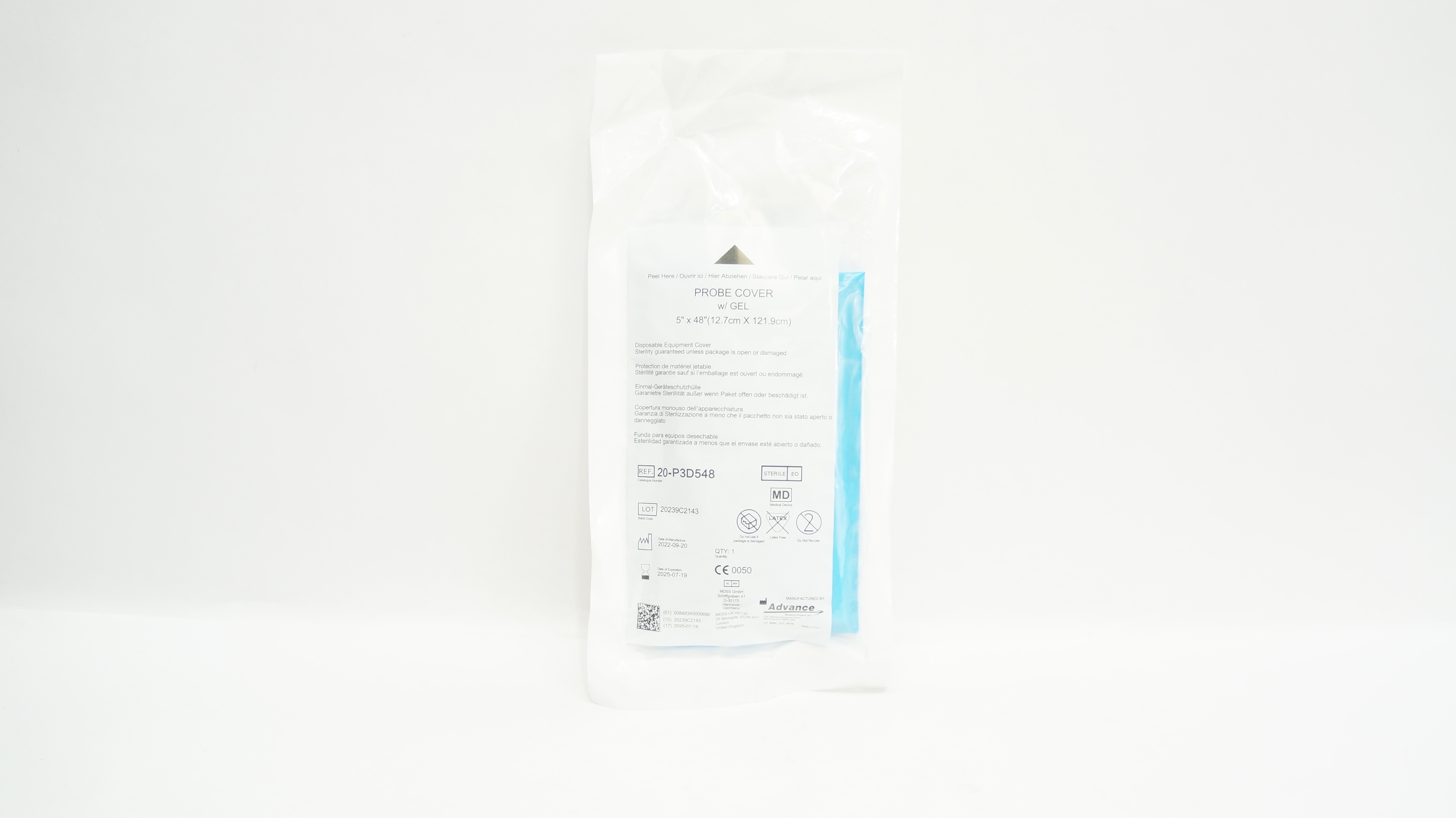 Advance 20-P3D548 3-D Probe Cover w/Gel 5inch x 48inch