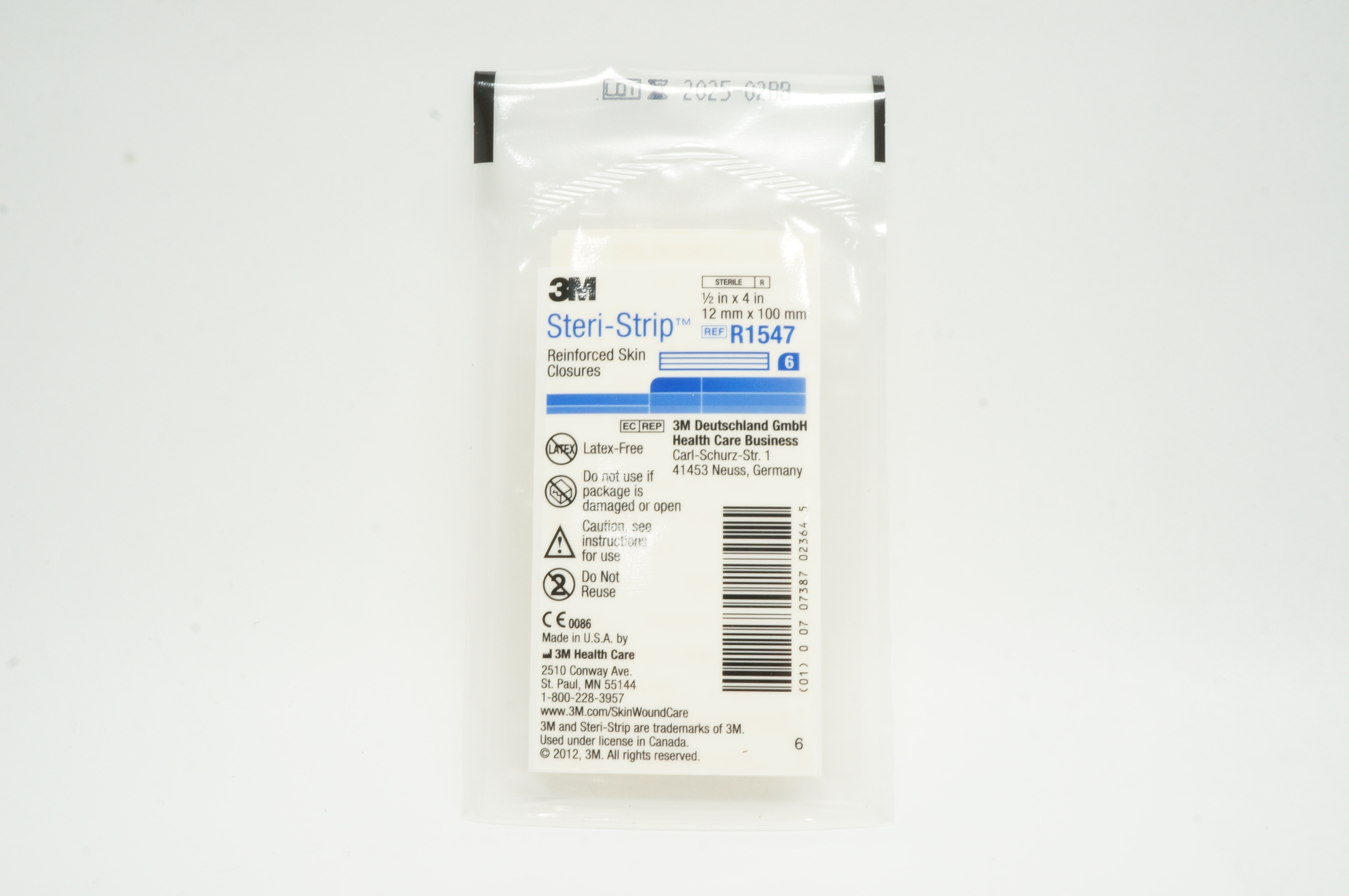 3M R1547 Steri-Strip Reinforced Skin Closures 1/2inch x 4inch - Packet of 6