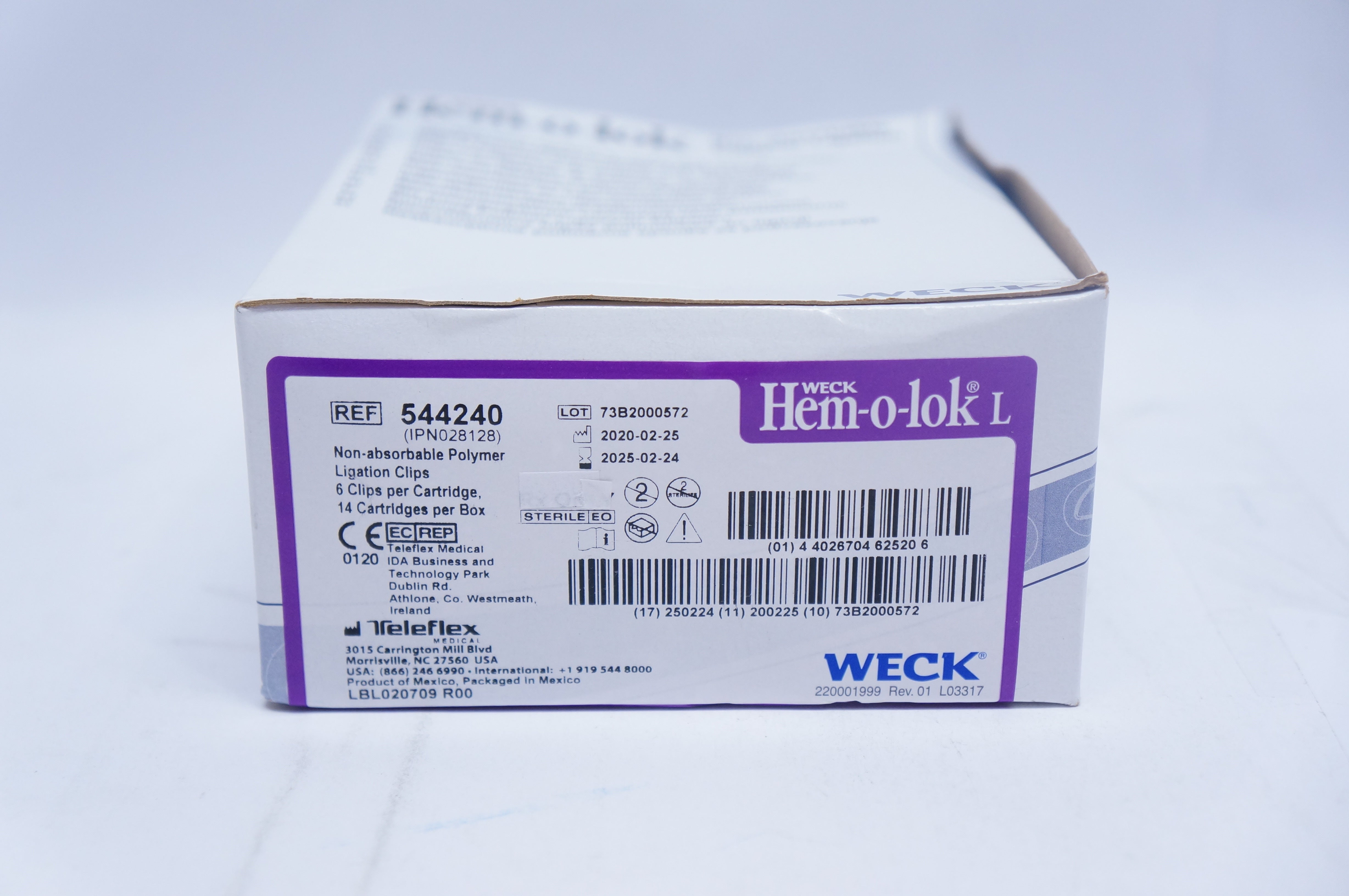 Weck 544240 Hem-o-Lok Non-absorbable Polymer Ligation Clips - Box of 14