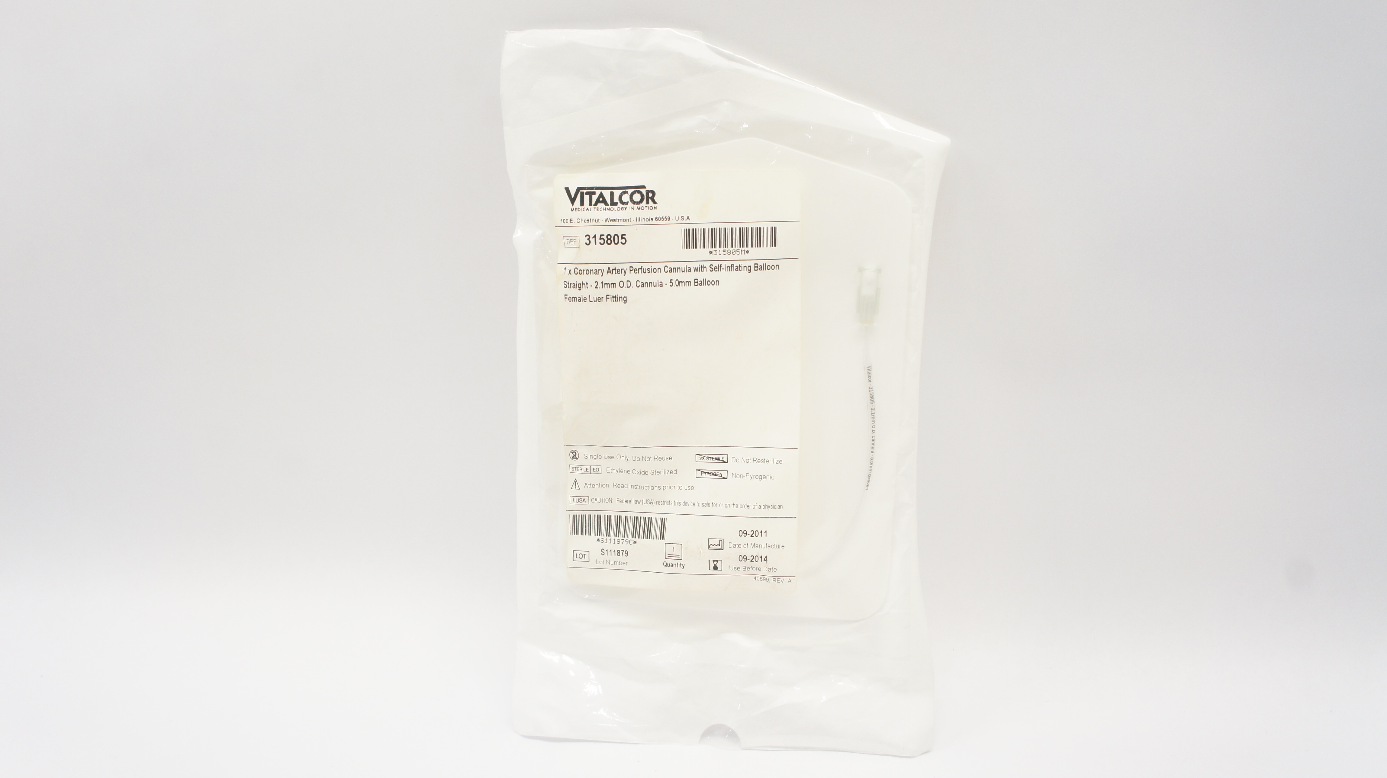 Vitalcor 315805 Coronary Artery Perfusion Cannula W/Self-Inflating Balloon (x)