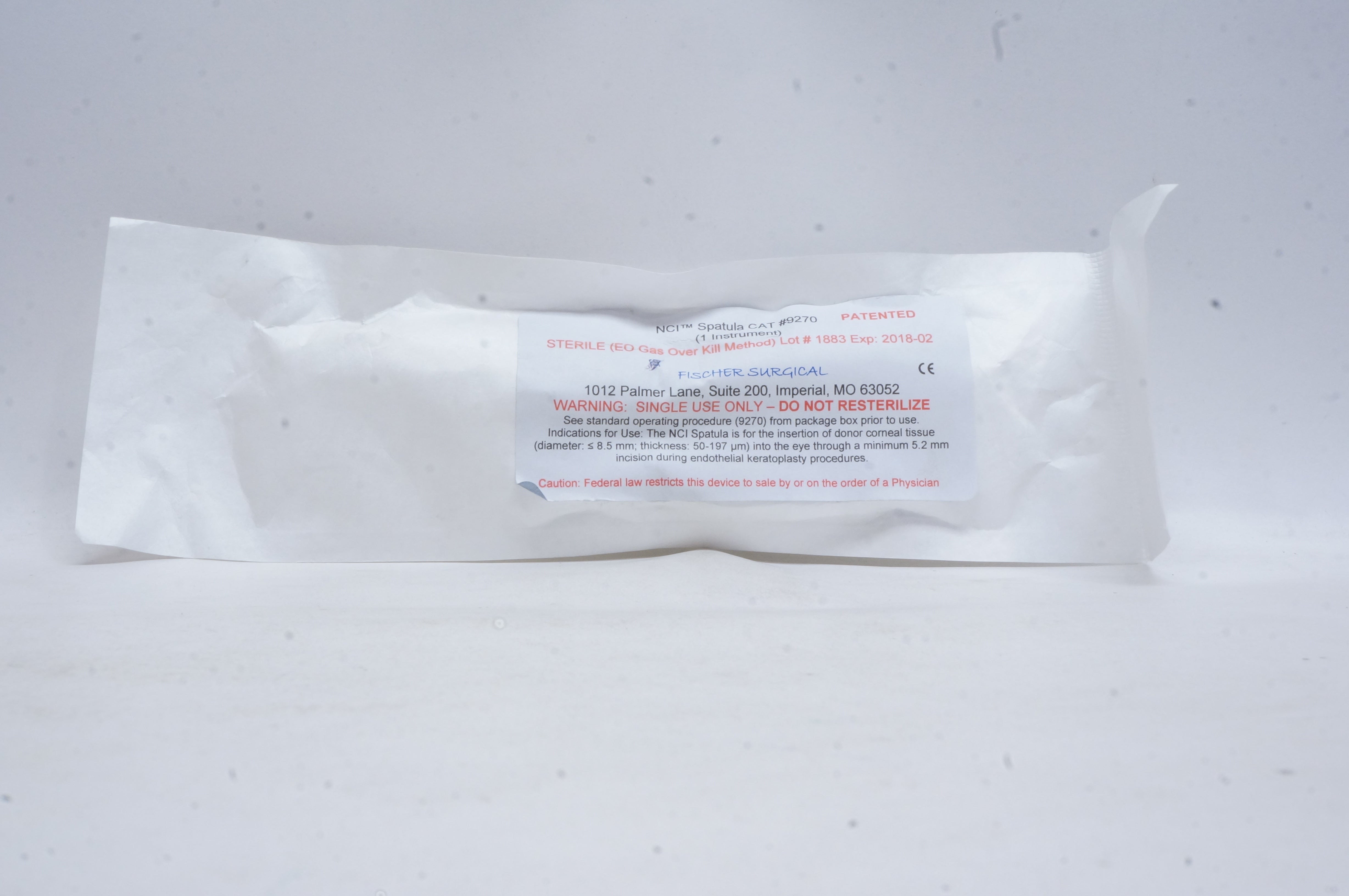 Fischer Surgical 9270 NCI Spatula EO Gas Over Kill Method (x)