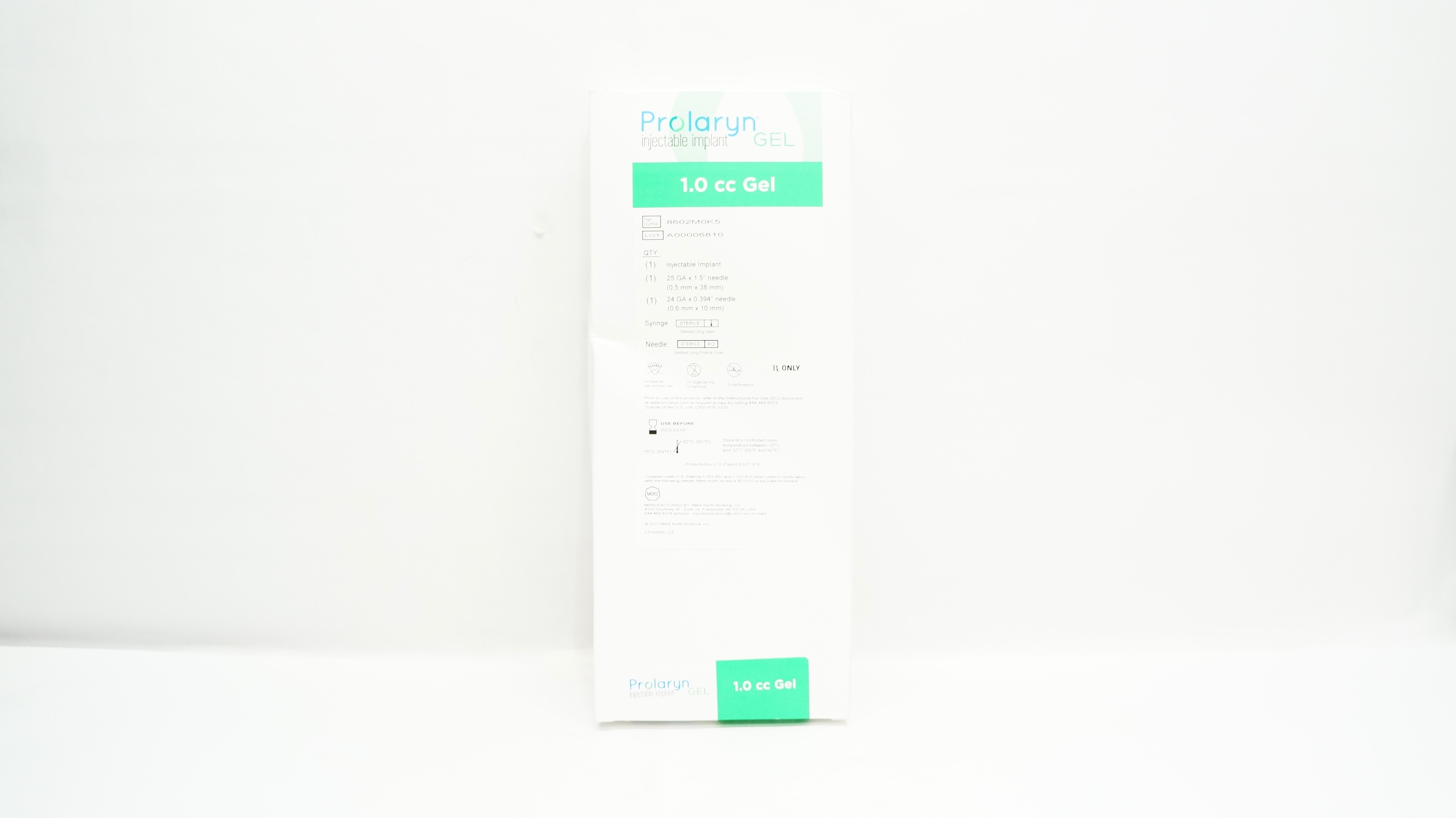 Merz 8602M0K5 Prolaryn Injectable Implant 1.0cc Gel 25 GA x 1.5inch Ndle (x)