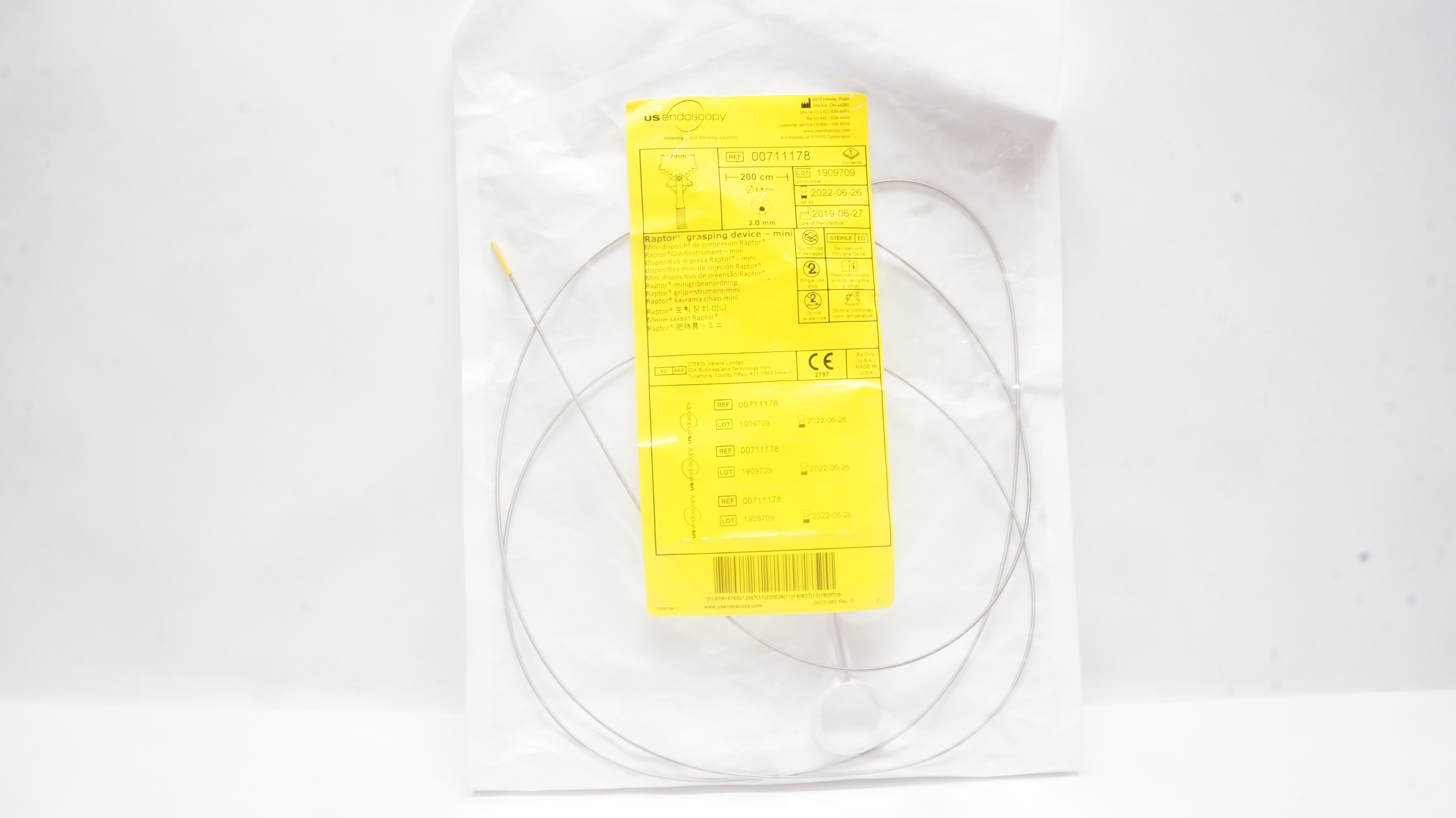 US Endoscopy 00711178 Raptor Grasping Device-Mini 7mm x 200cm x 1.9 x 2.0mm (x)