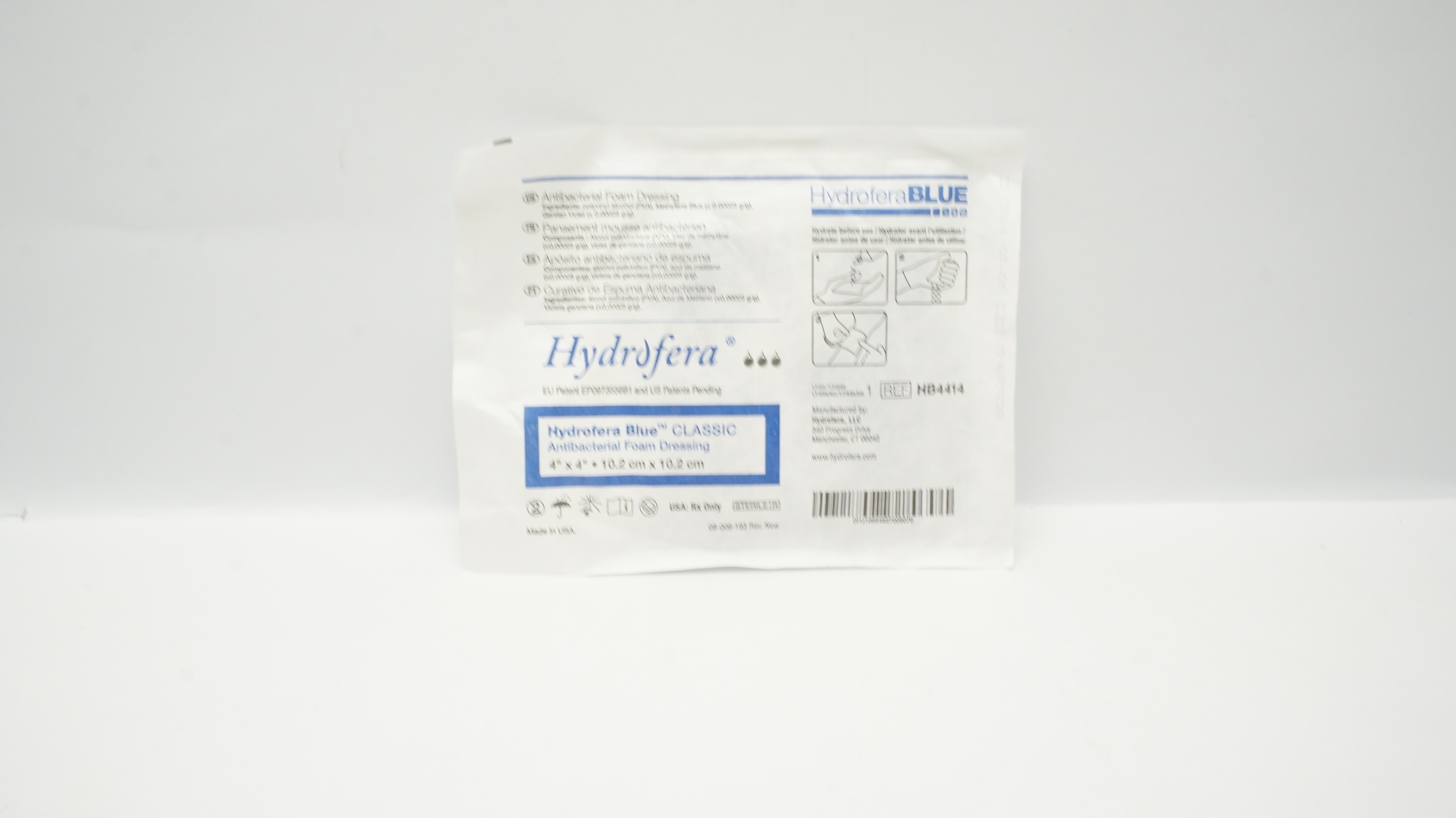Hydrofera HB4414 Blue Antibacterial Foam Dressing 4inch x 4inch