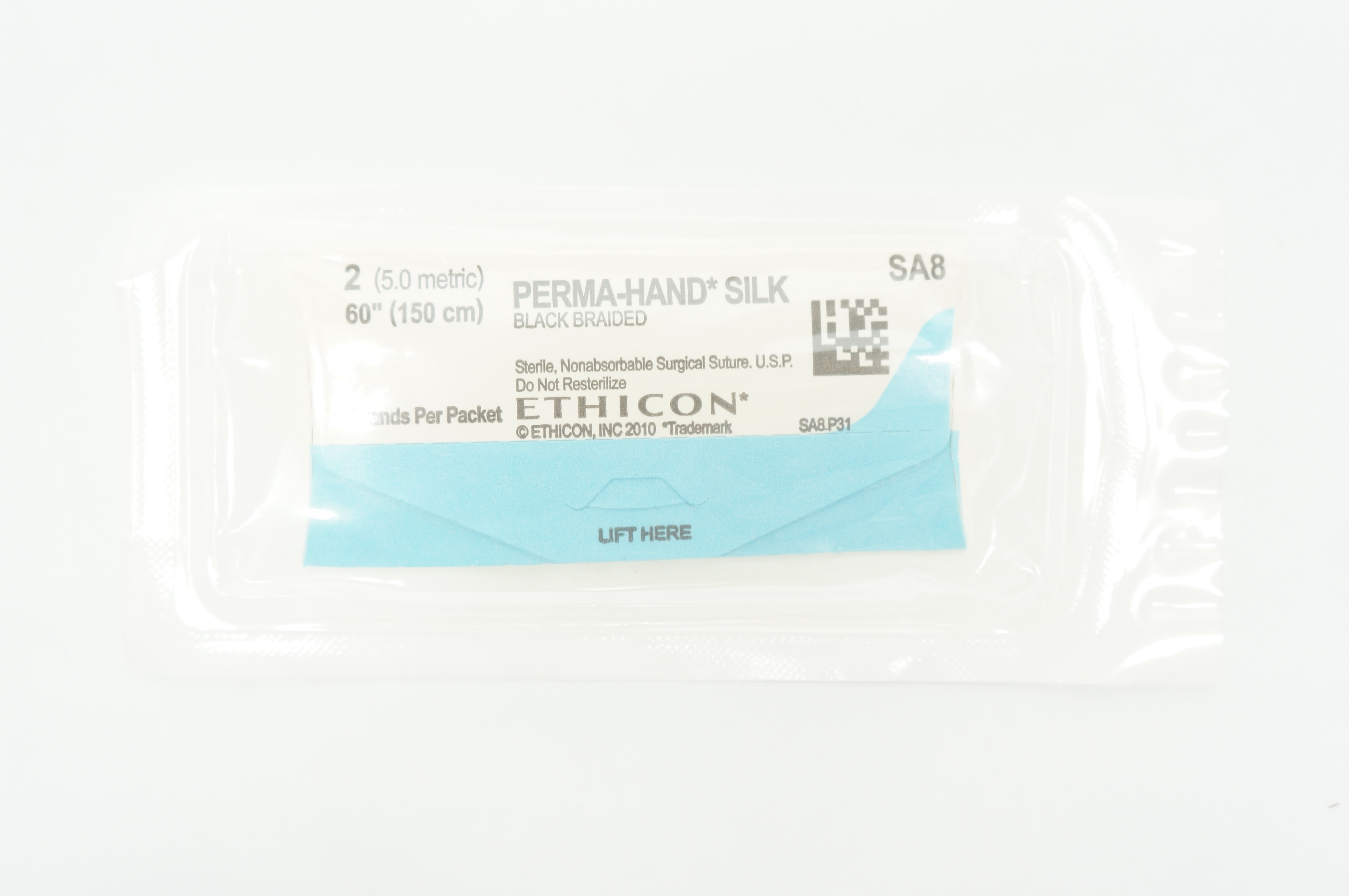 Ethicon SA8 Perma-Hand Silk Black Braided Stre. 2, 60inch