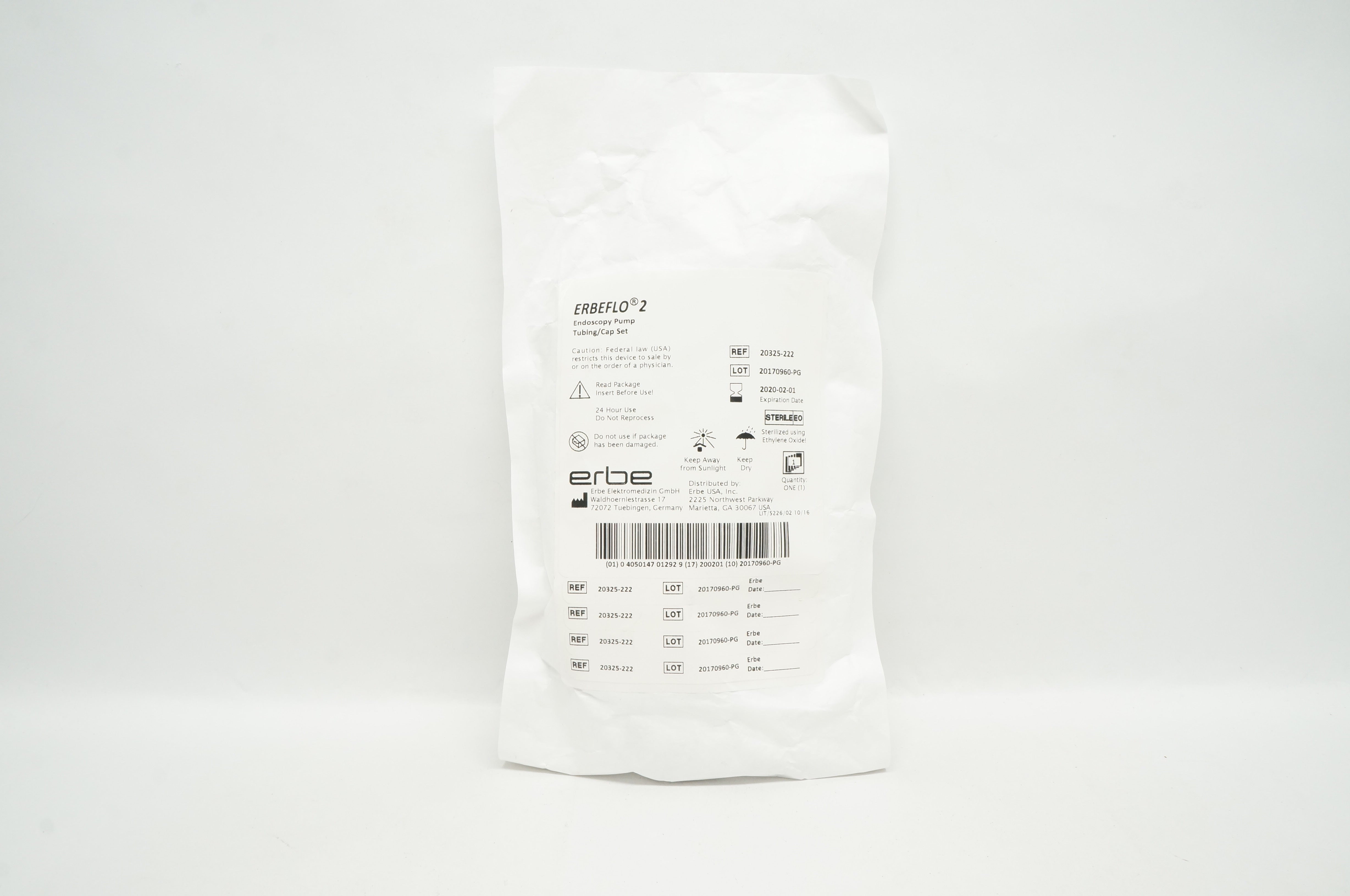 ERBE 20325-222 ERBEFLO 2 Endoscopy Pump Tubing/Cap Set