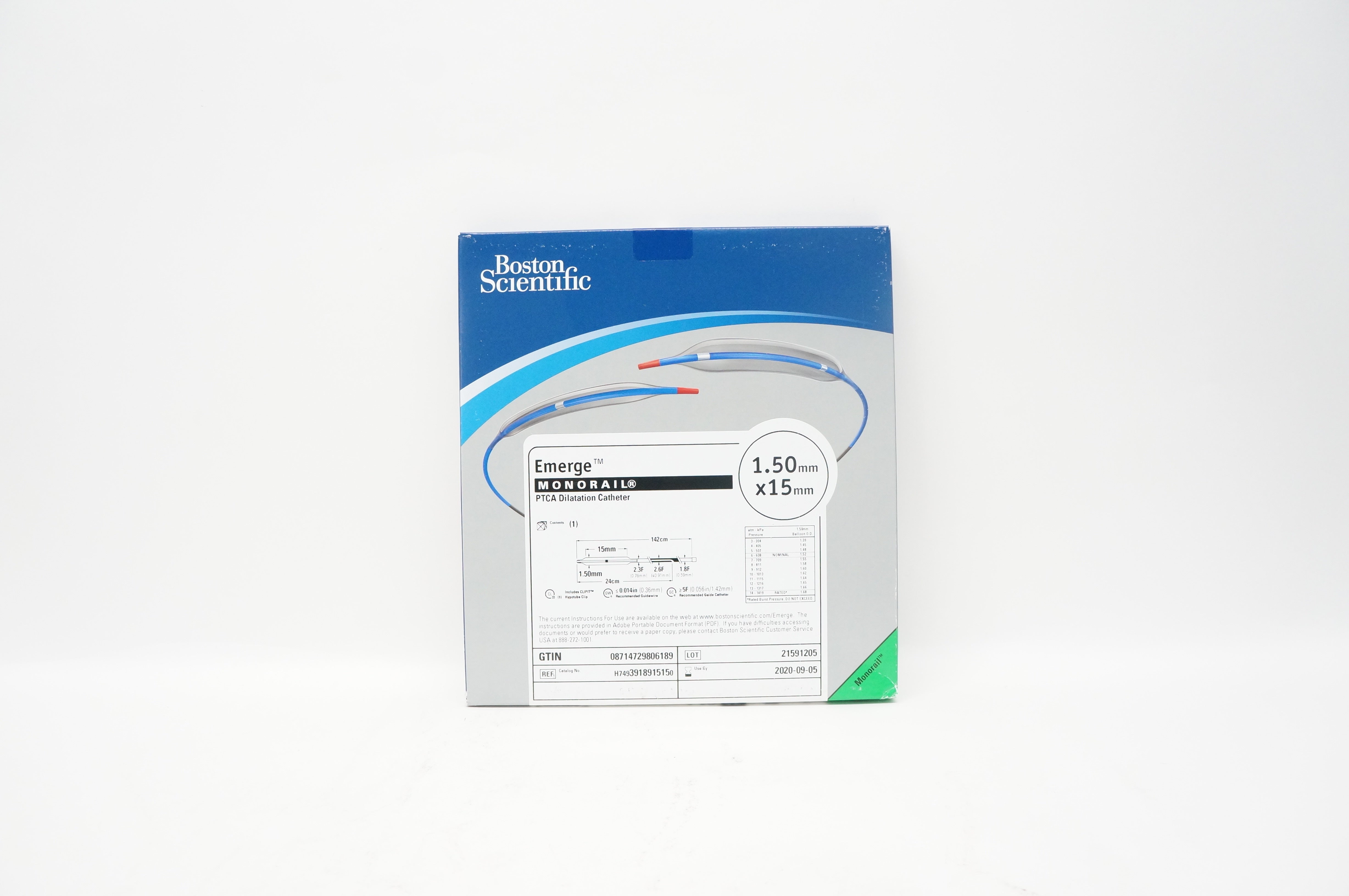 Boston Scientific 391891515 Emerge Monorail PTCA Dilatation Cath 1.50 x15mm (x)