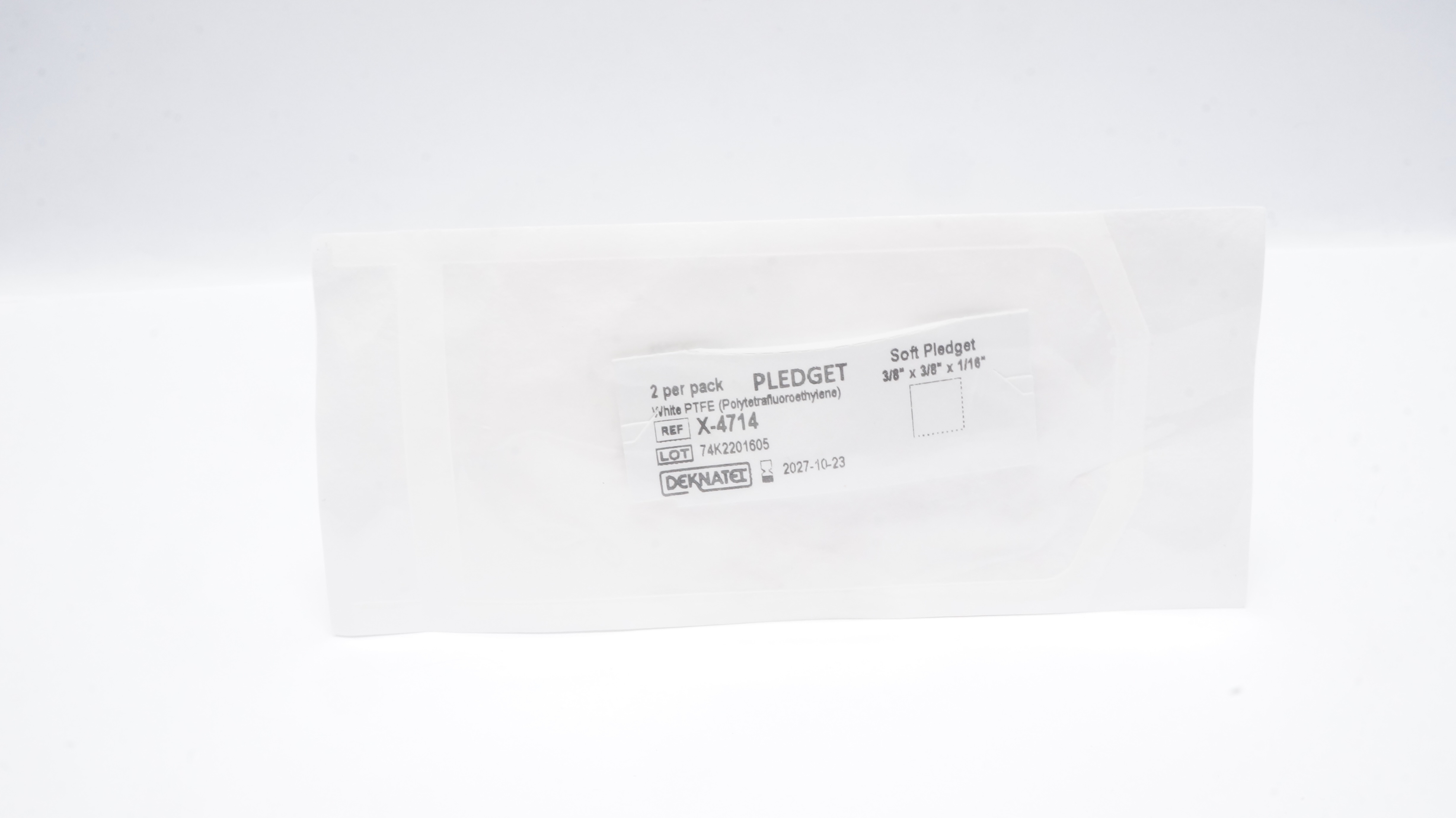 Teleflex X-4714 Soft Pledget Stre White PTFE 3/8 x 3/8 x 1/16inch - Pack of 2