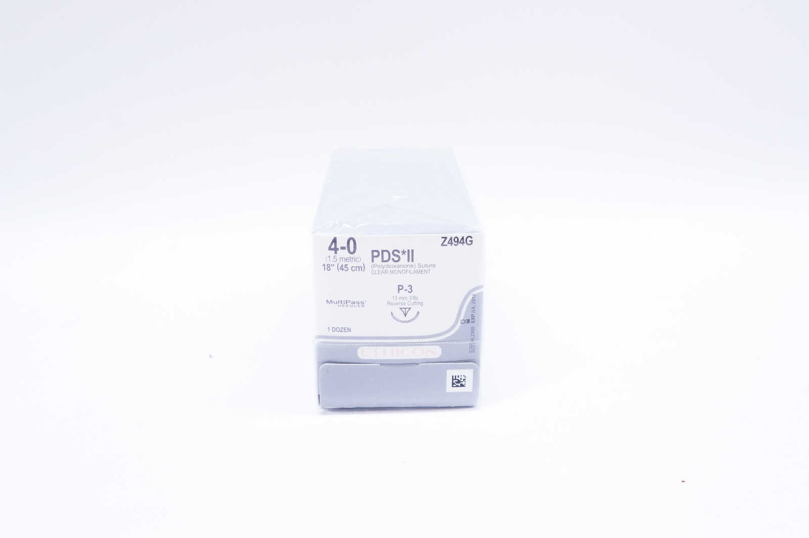 Ethicon Z494G 4-0 PDS II, P-3, 13mm 3/8c Reverse Cutting, 18inch (x) - Box of 12