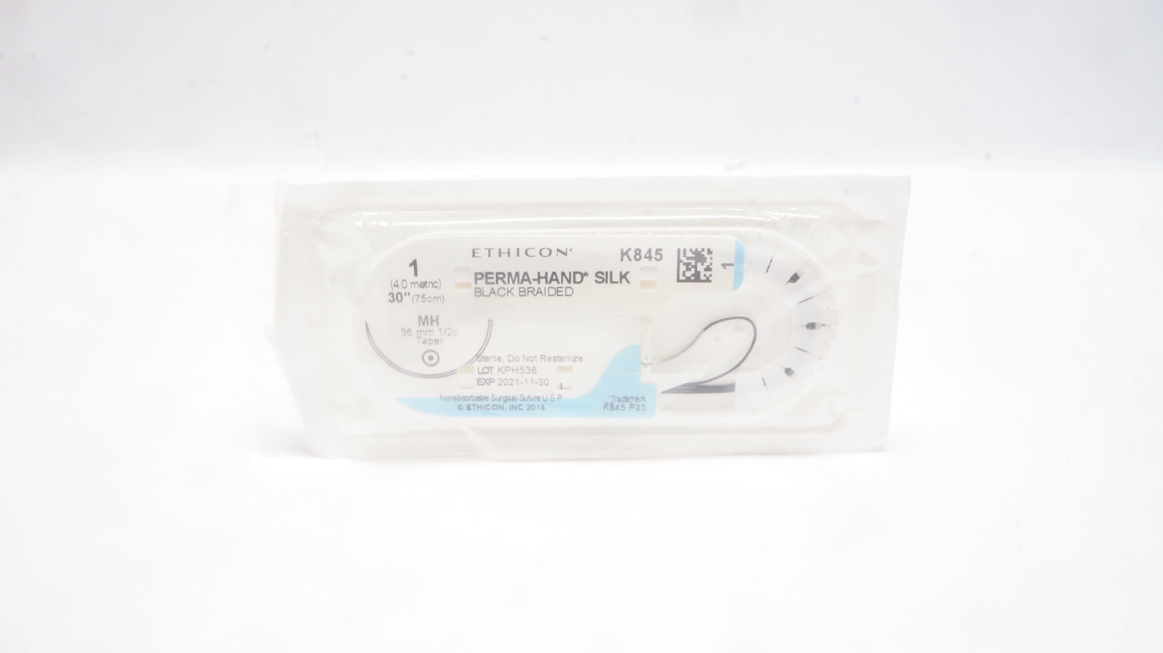 Ethicon K845 1 Perma-Hand Silk Surgical Stre MH 36mm 1/2c Taper, 30inch (x)