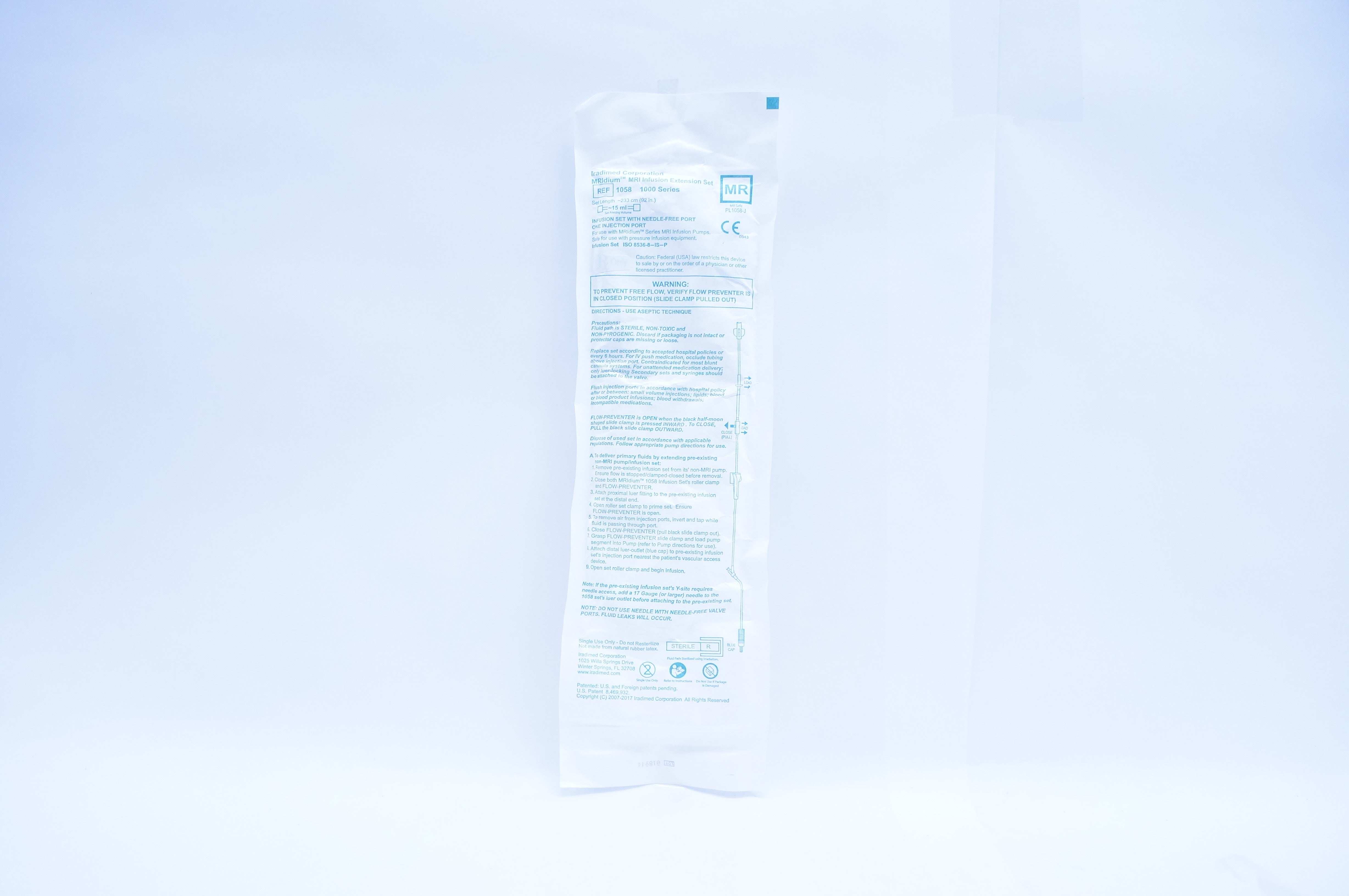 Iradimed 1058 MRidium MRI Infusion Extension Set 1000 Series - 92in., 15mL