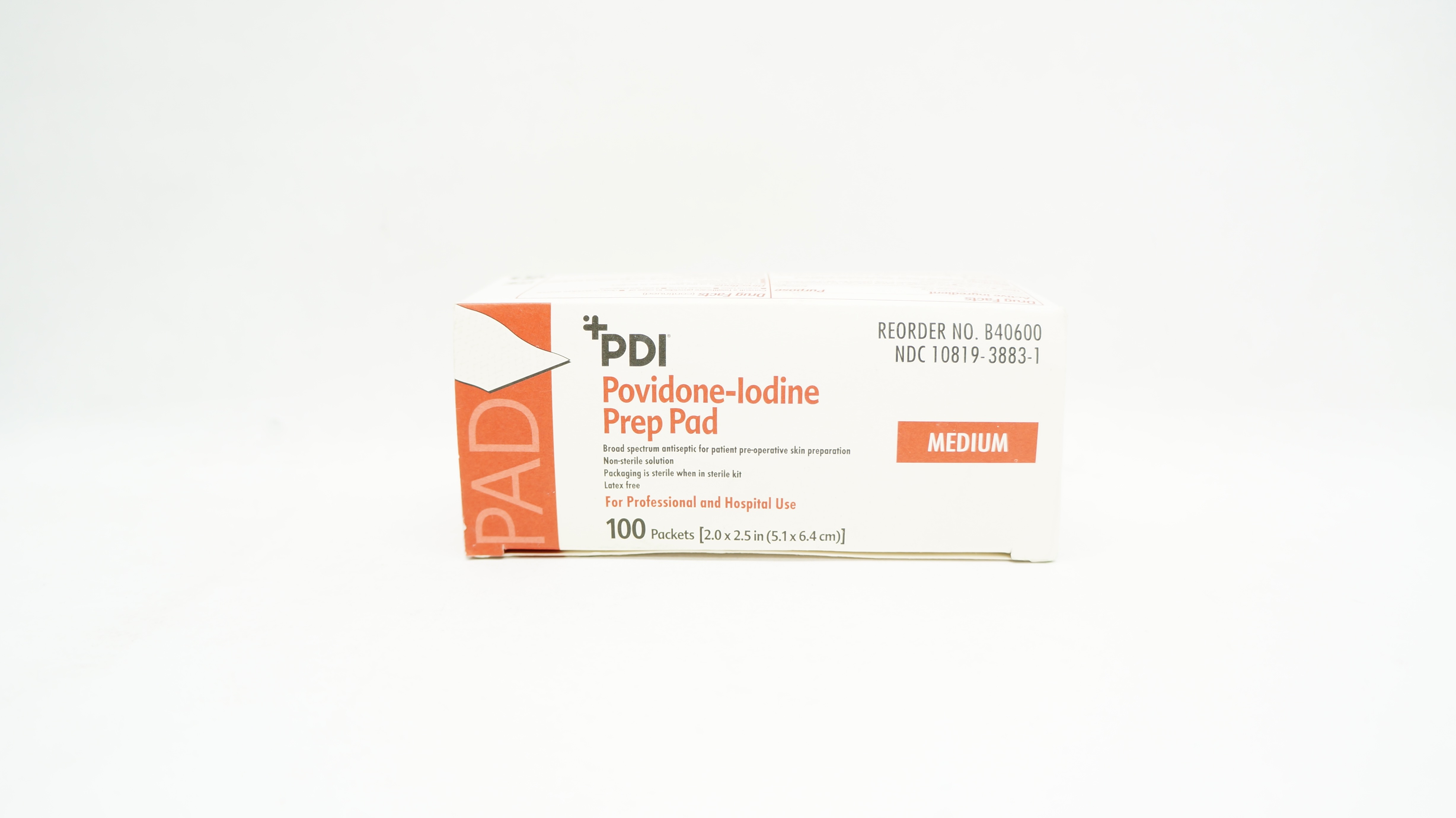 PDI B40600 Povidone-Iodine Prep Pad, Medium 2.0 x 2.5inch - Box of 100