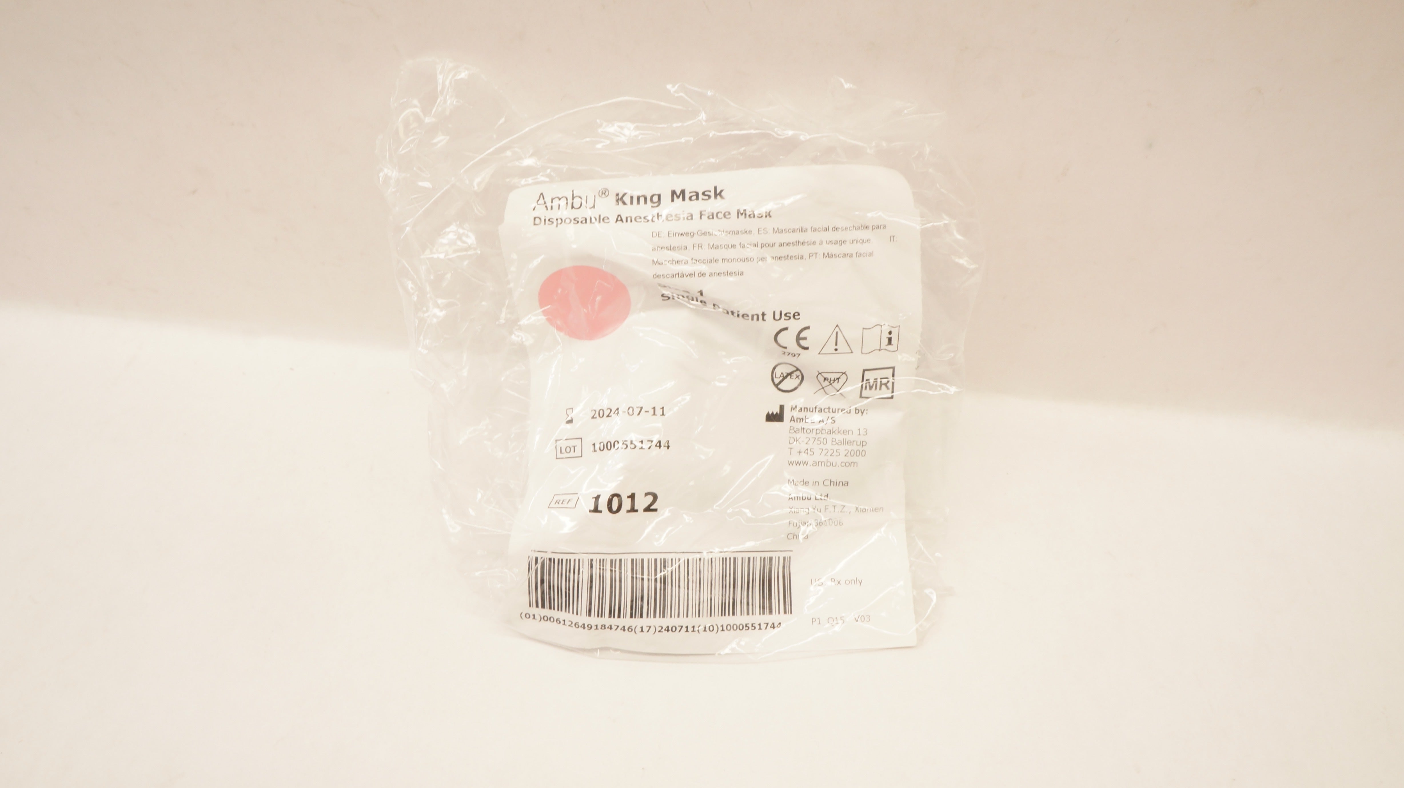 AMBU 1012 King Disposable Anesthesia Face Mask Size 1