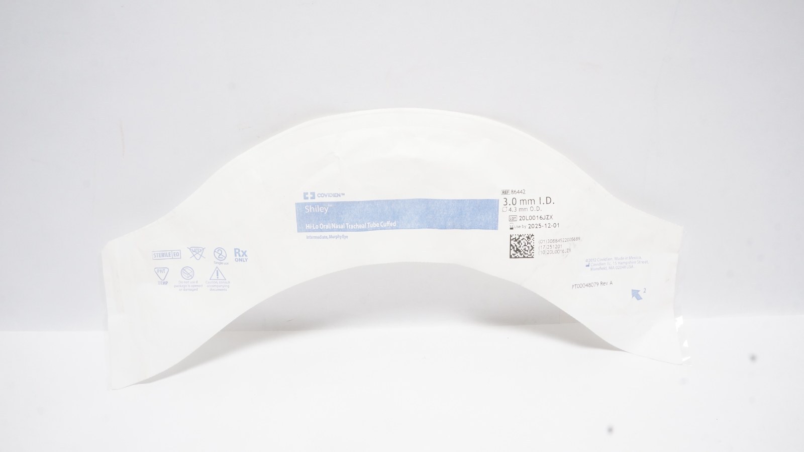 Covidien 86442 Shiley Tracheal Tube Cuffed 3.0 mm I.D.