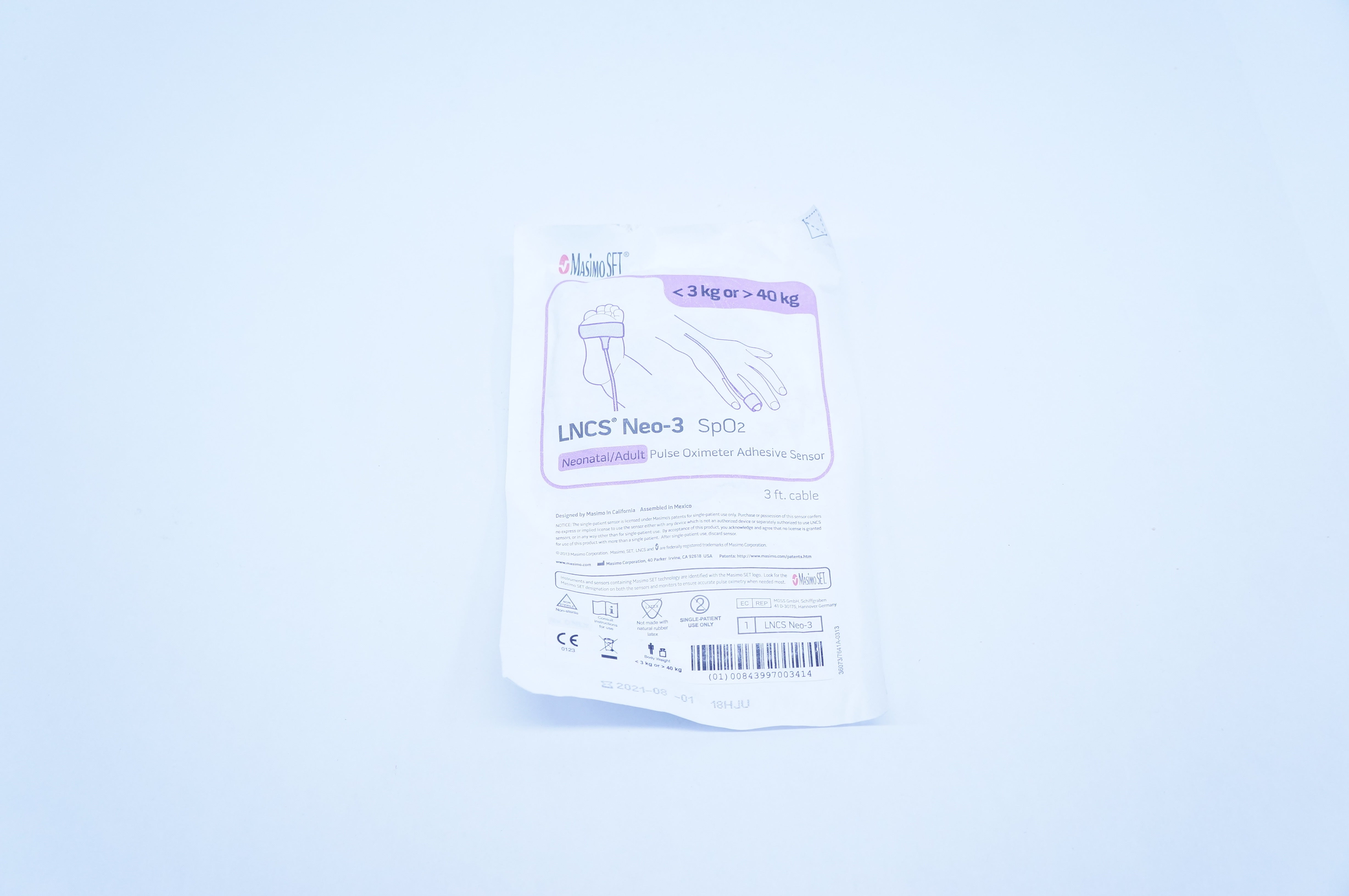 Masimo 2329 LNCS SpO2 Neonatal/Adult Pulse Oximeter Adhesive Sensor <3kg or>40kg