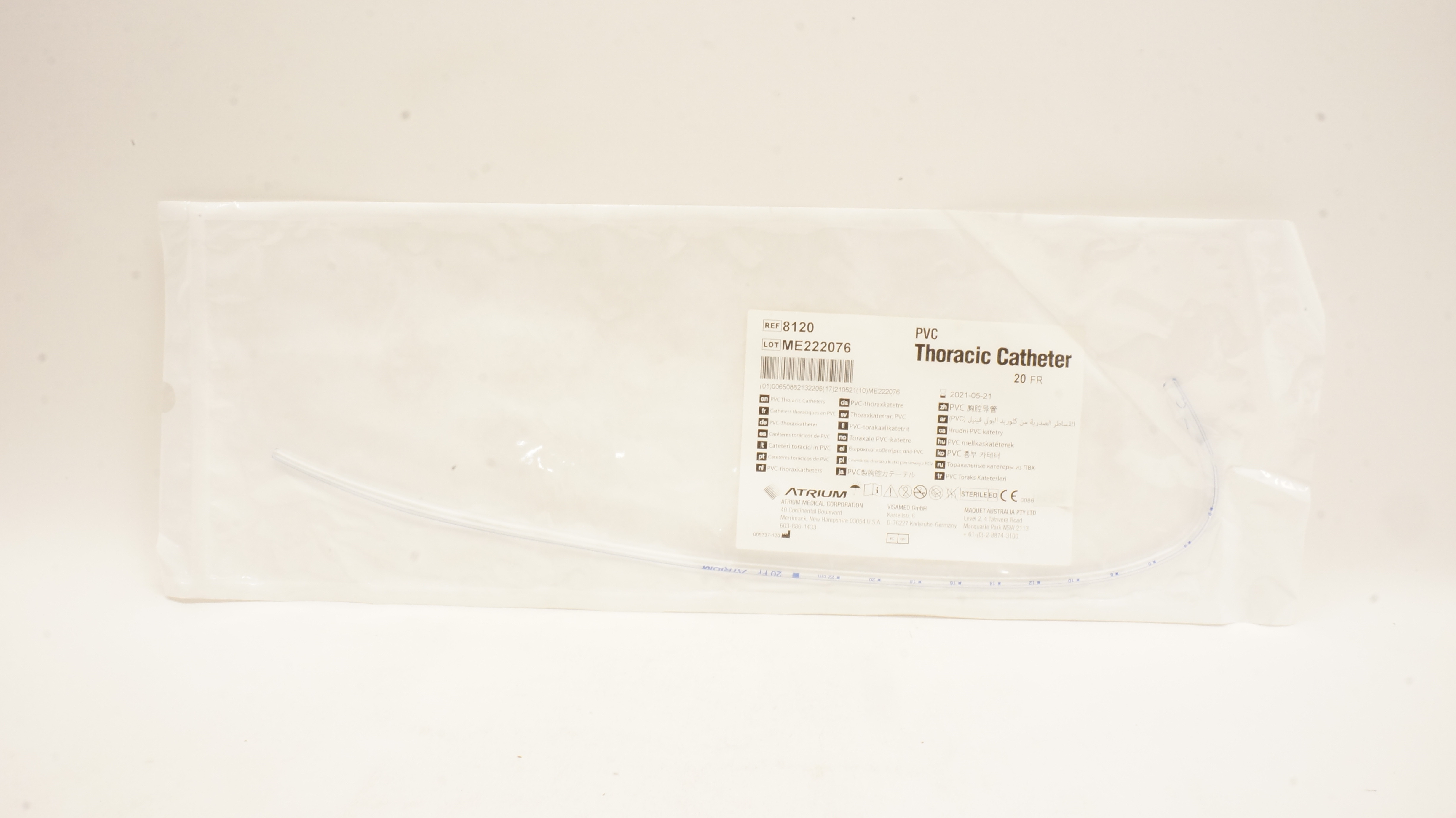 Atrium 8120 PVC Thoracic Cath. 20Fr (x)