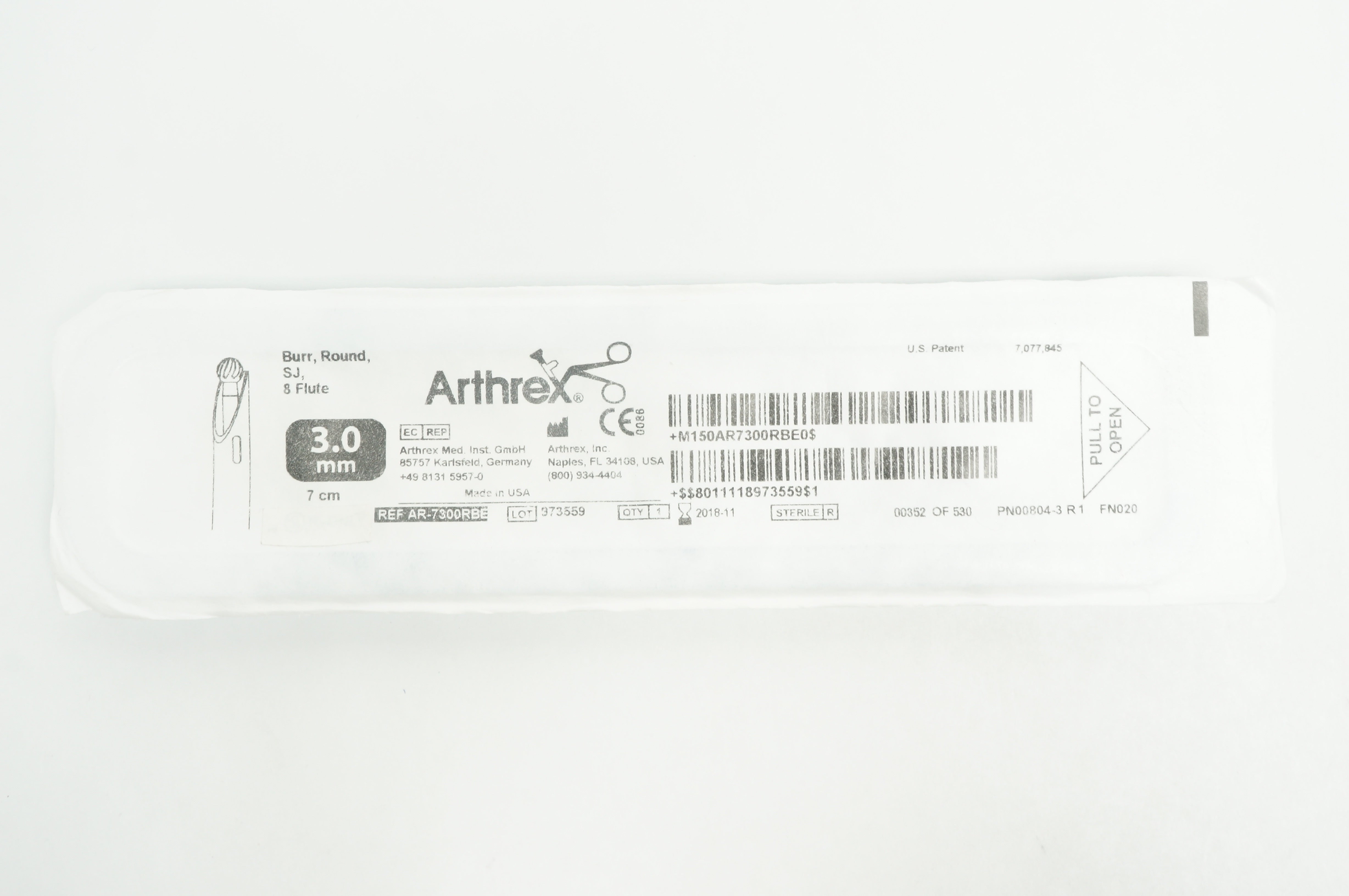 Arthrex AR-7300RBE Burr, Round, SJ, 8 Flute, 3.0mm (x)