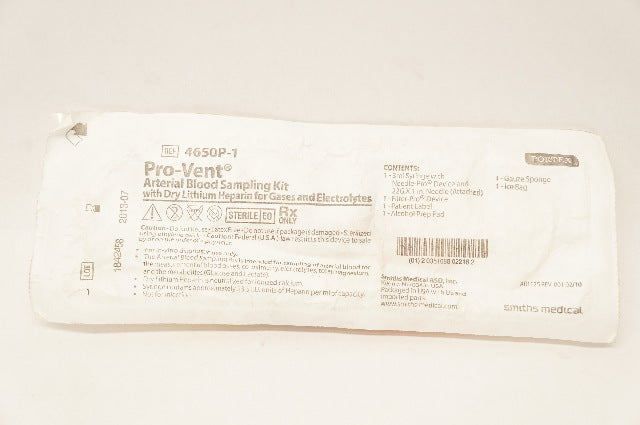 Smiths Medical 4650P-1 Portex Pro-Vent Arterial Blood Sampling Kit (x)