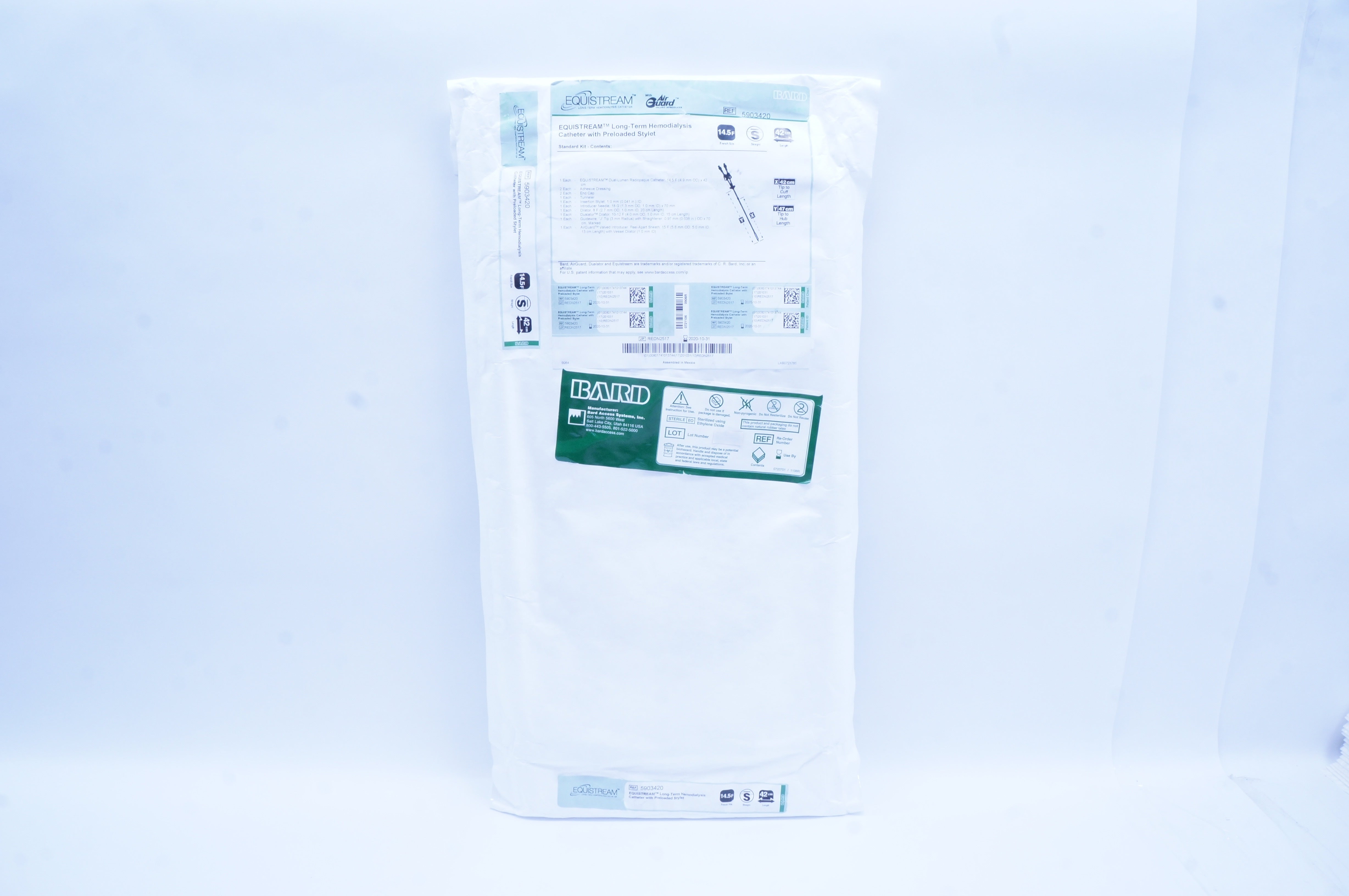 Bard 5903420 Equistream Long-Term Hemodialysis Cath. w/Stylet 14.5F x 42cm (x)