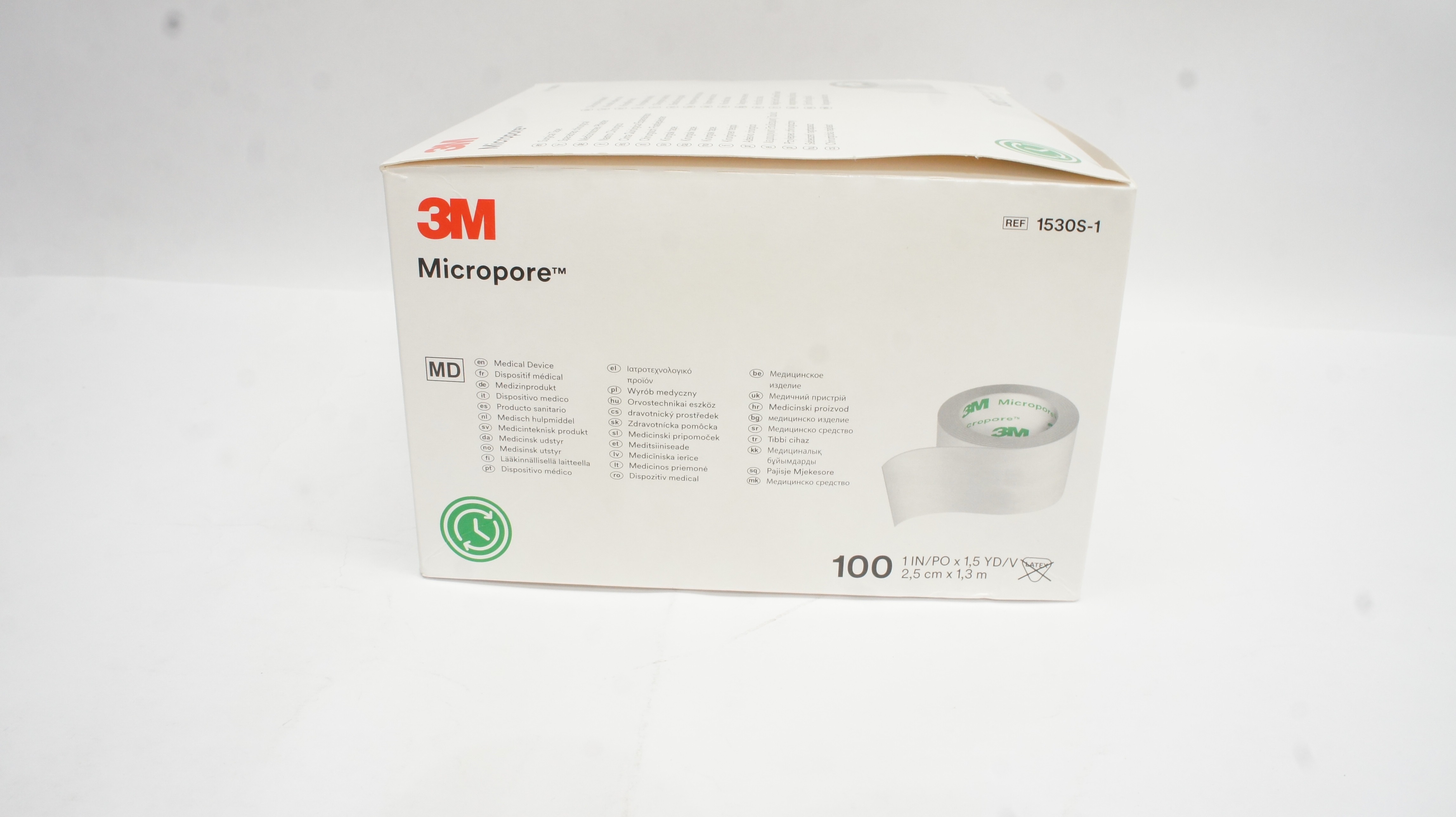 3M 1530S-1 Micropore Surgical Tape 1inch x 1.5yd. - Box of 100