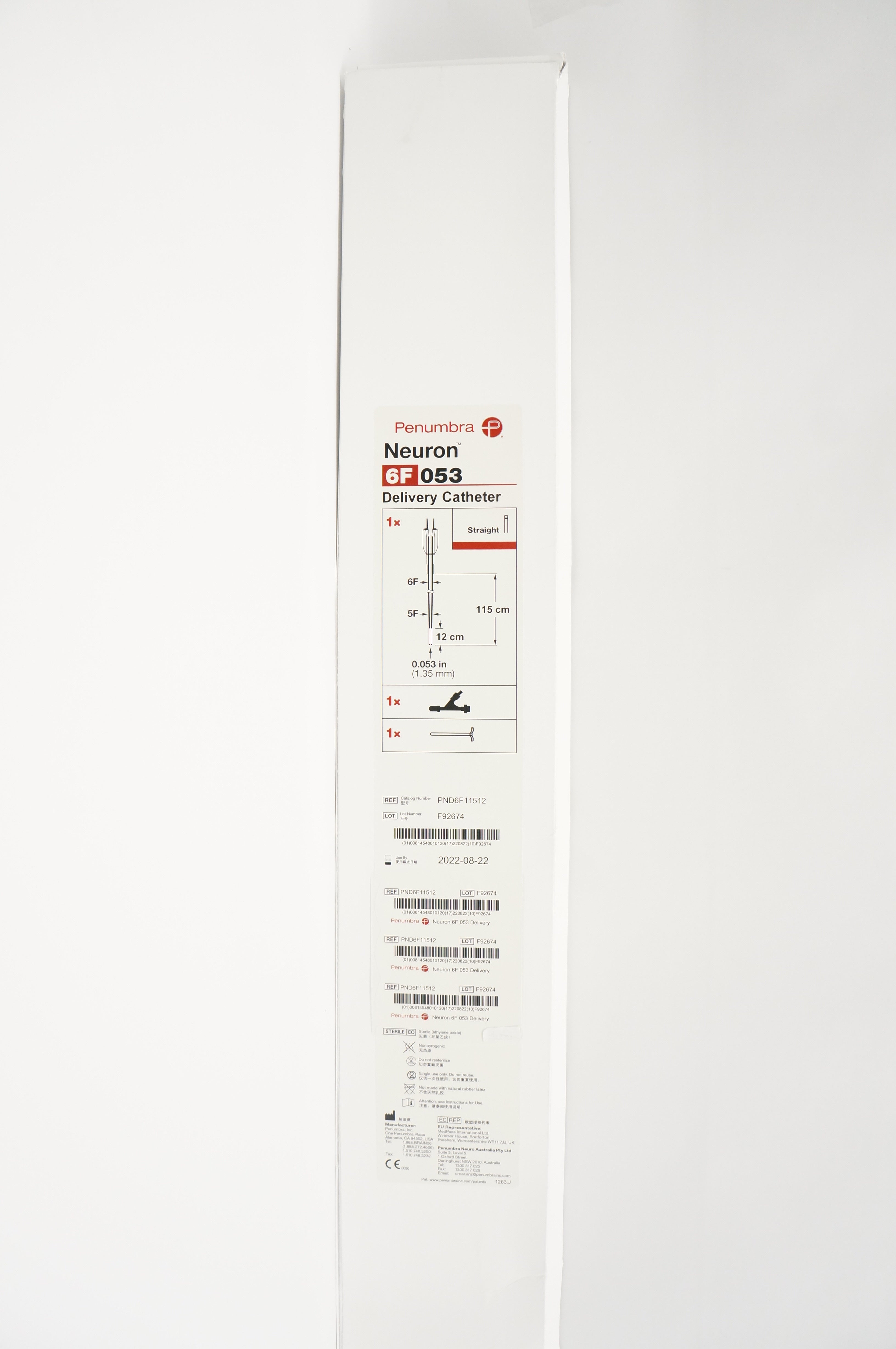 Penumbra PND6F11512 Neuron Delivery Cath. Straight 6F x 0.053inch
