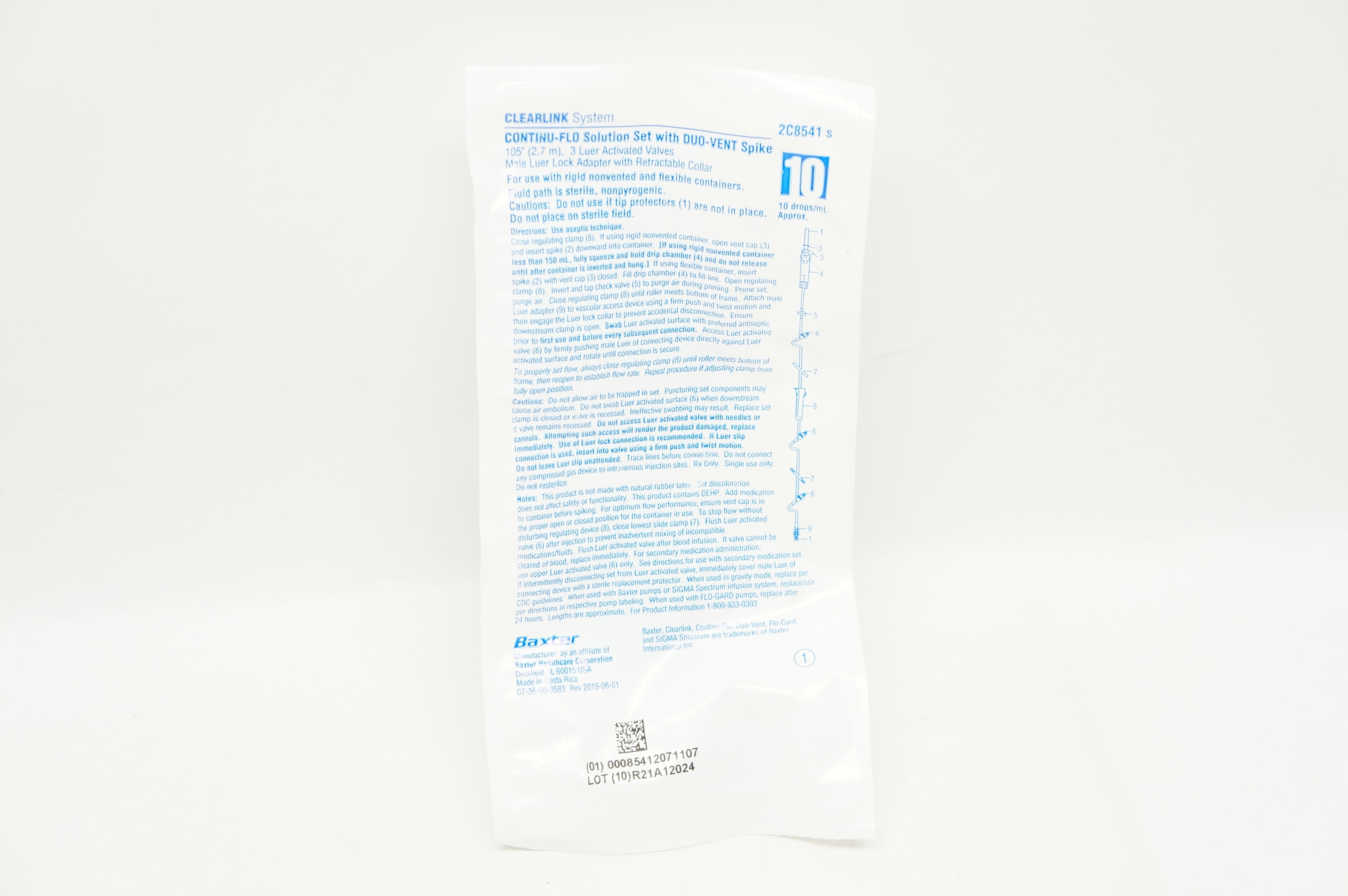 Baxter 2C8541S Clearlink CONTINU-FLO Solution Set 10drops/ml, 105inch