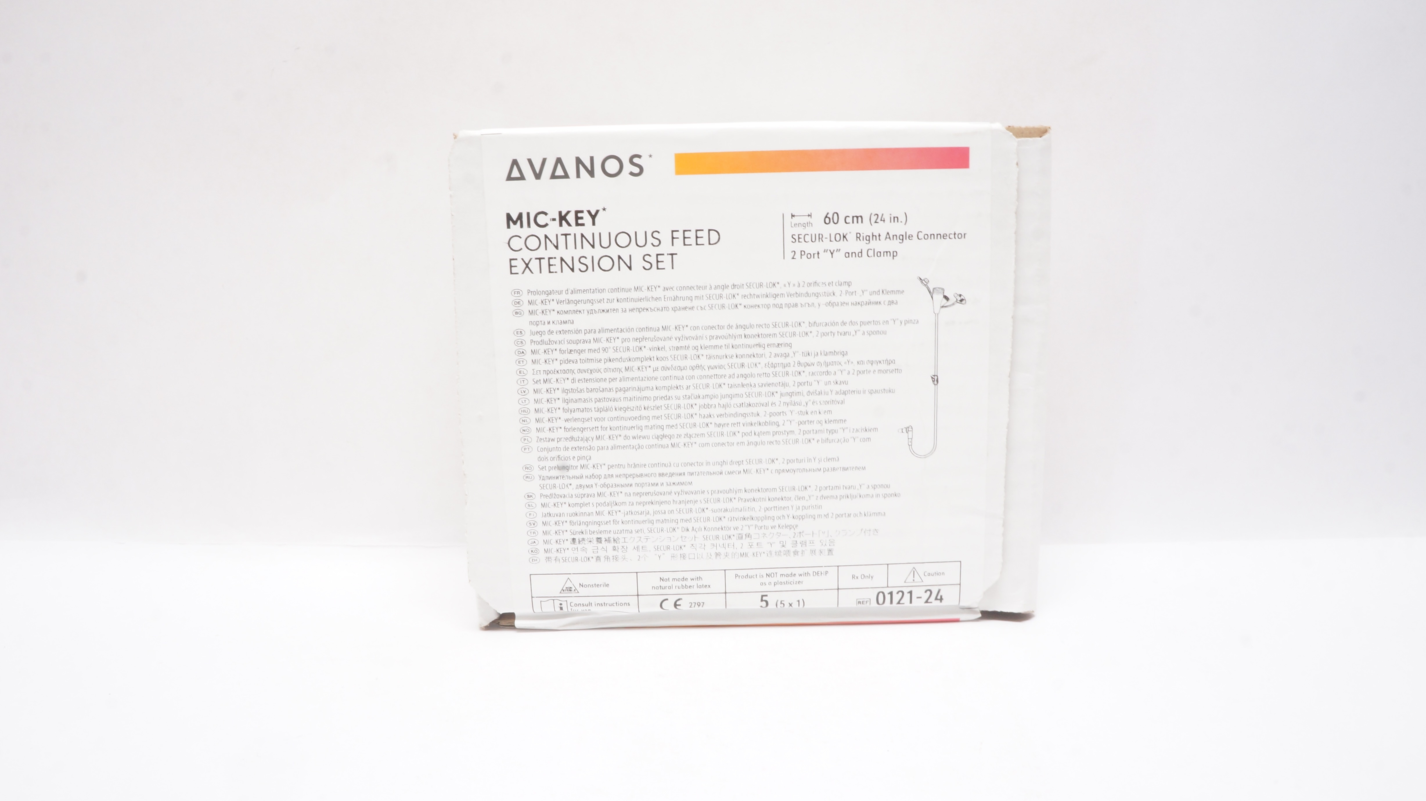 Avanos 0121-24 MIC-KEY Contonuous Feed Extension Set 24 inch - Box of 3