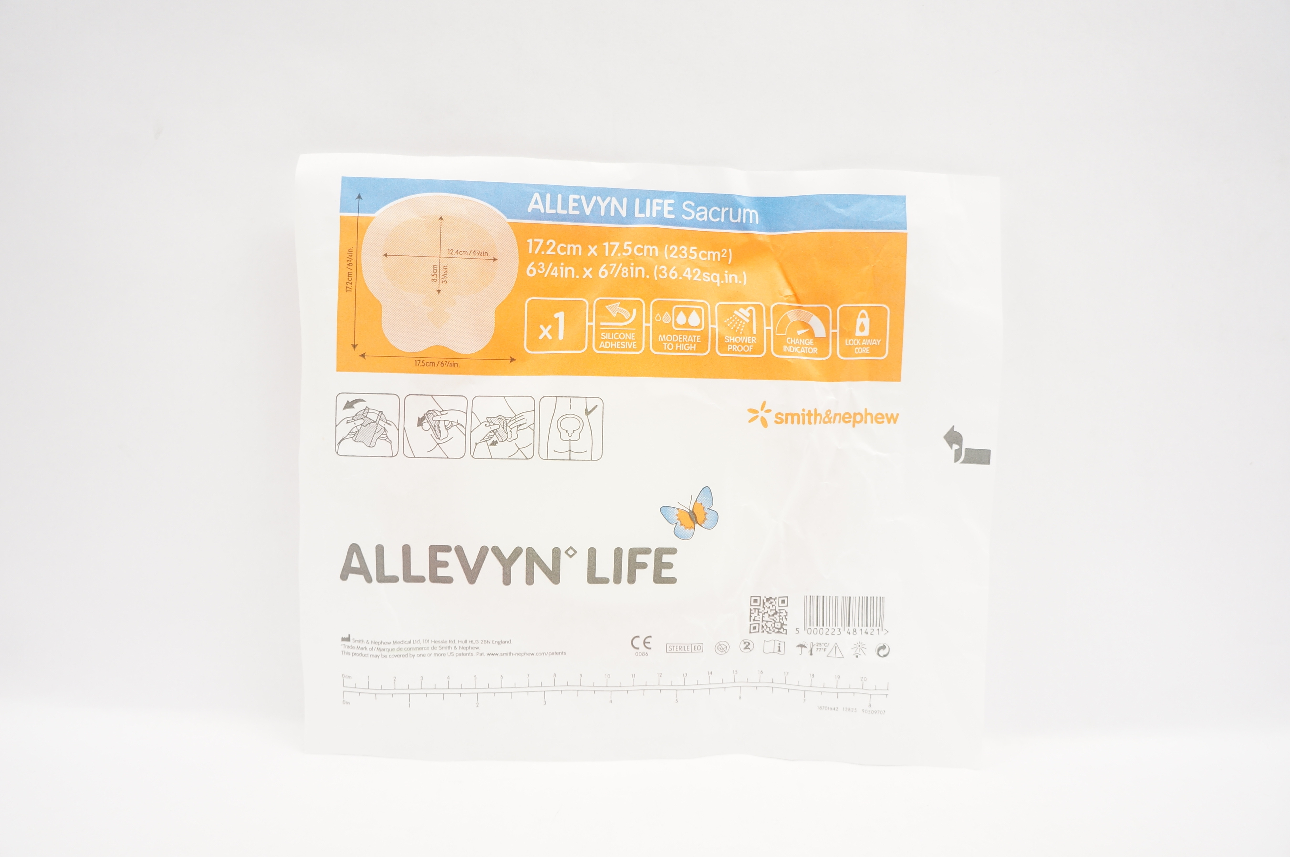 Smith&Nephew 66801306 Allevyn Life Sacrum Dressing 6-3/4 x 6-7/8inch