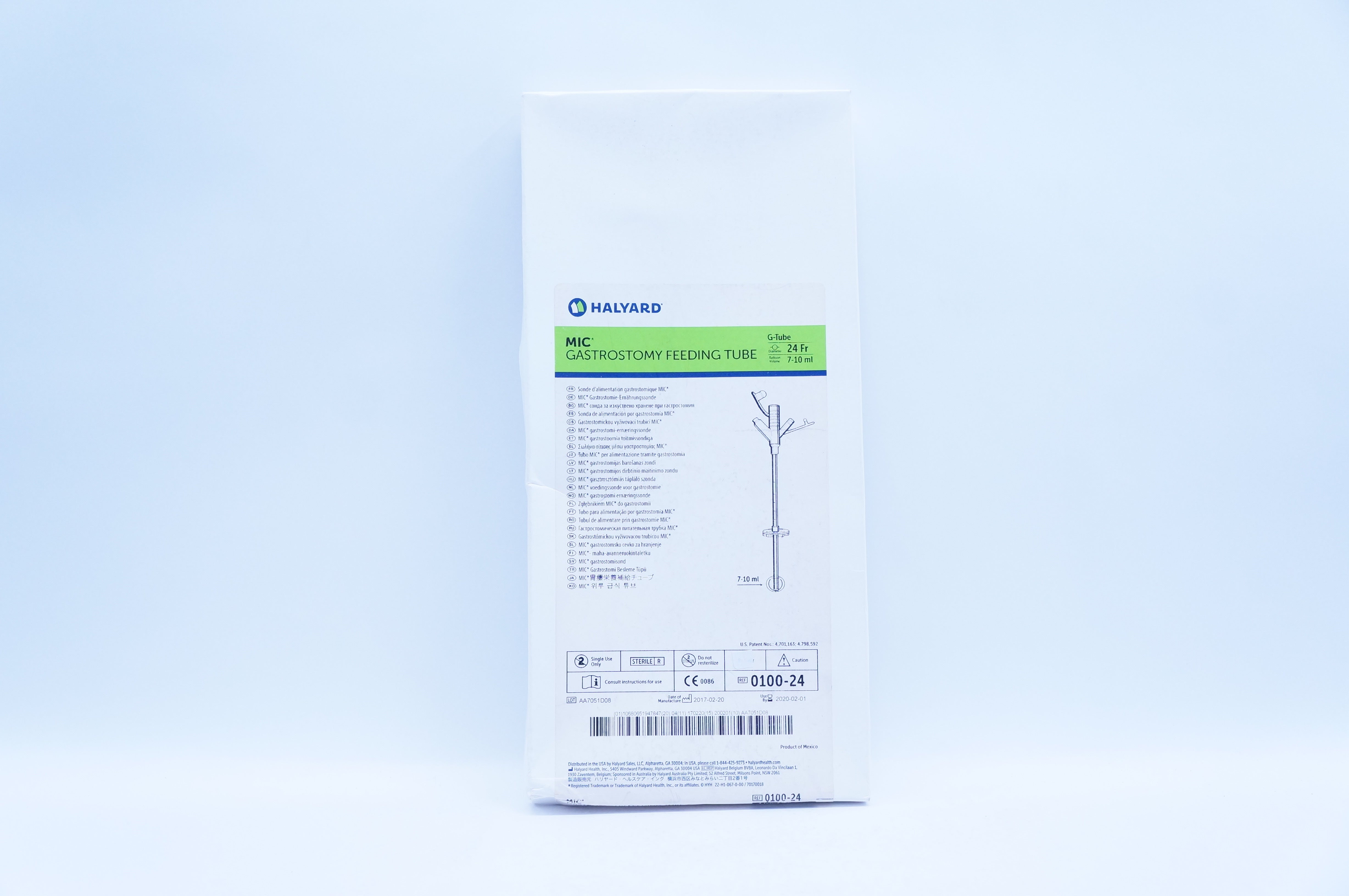 Halyard 0100-24 MIC Gastrostomy Feeding Tube 24Fr., 7-10ml (x)