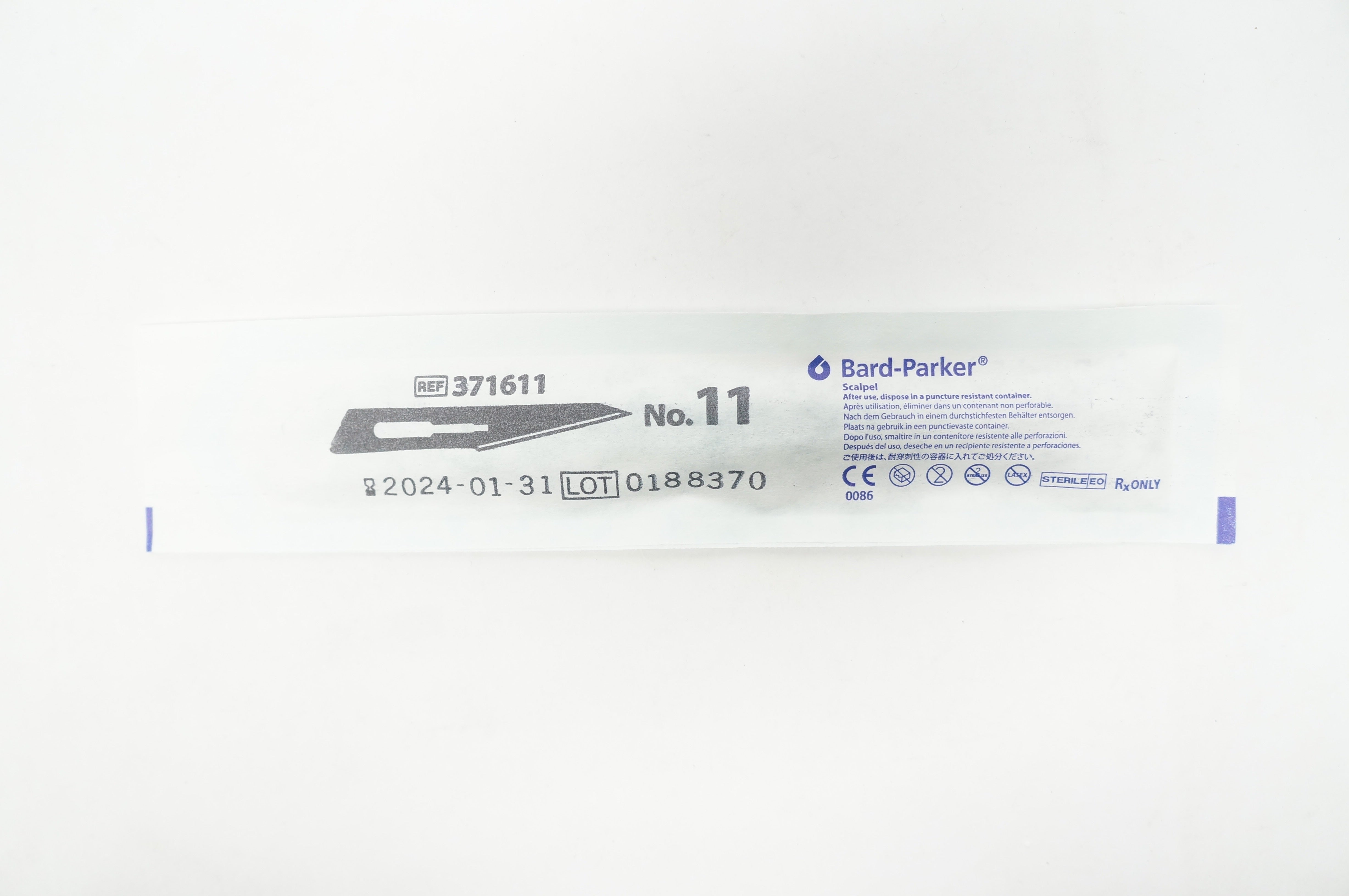 Aspen 371611 Bard-Parker Scalpel Stainless Steel Surgical Blade #11