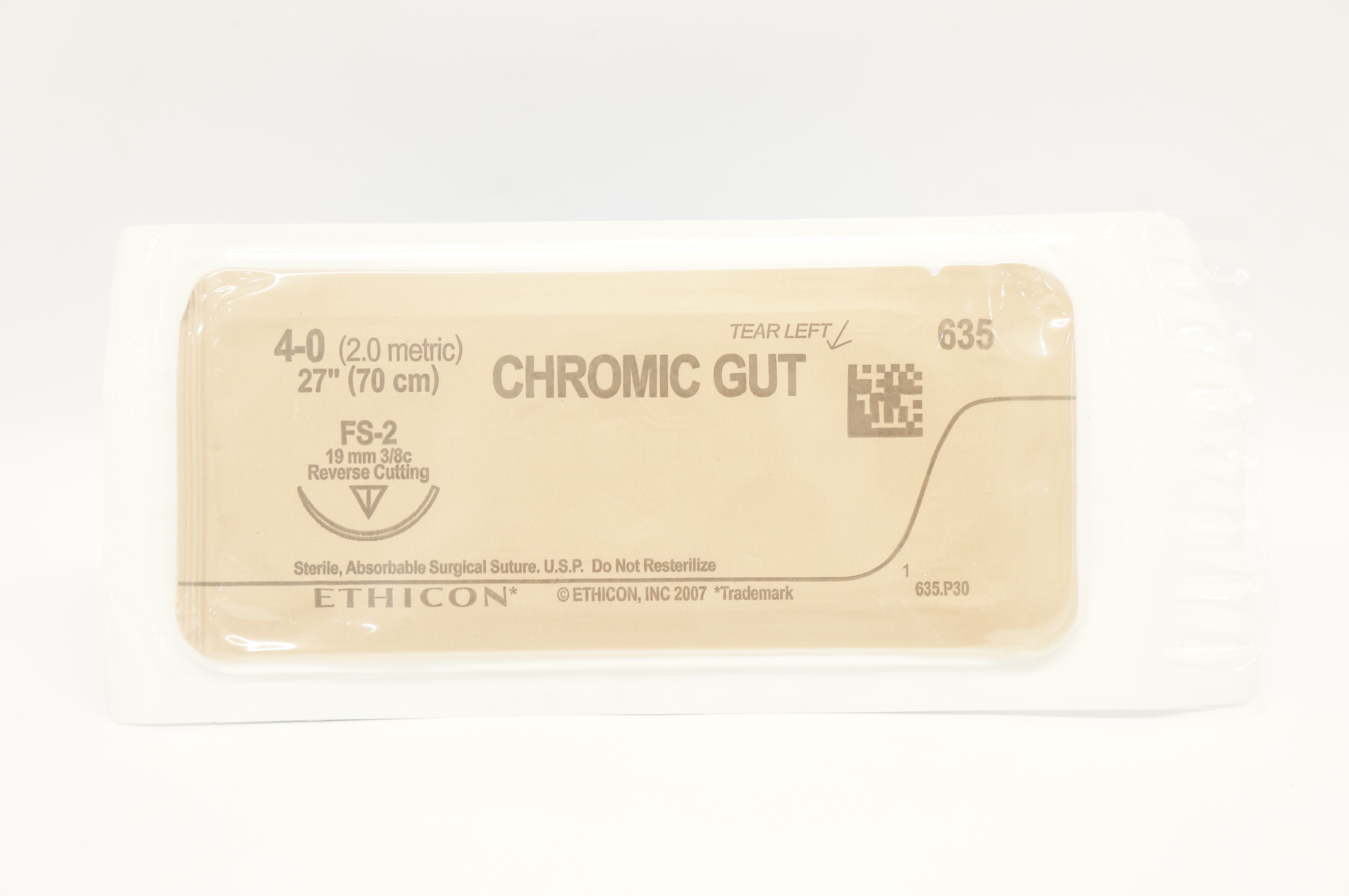 Ethicon 635 4-0 CHROMIC GUT Stre FS-2 19mm 3/8c Reverse Cutting, 27inch (x)