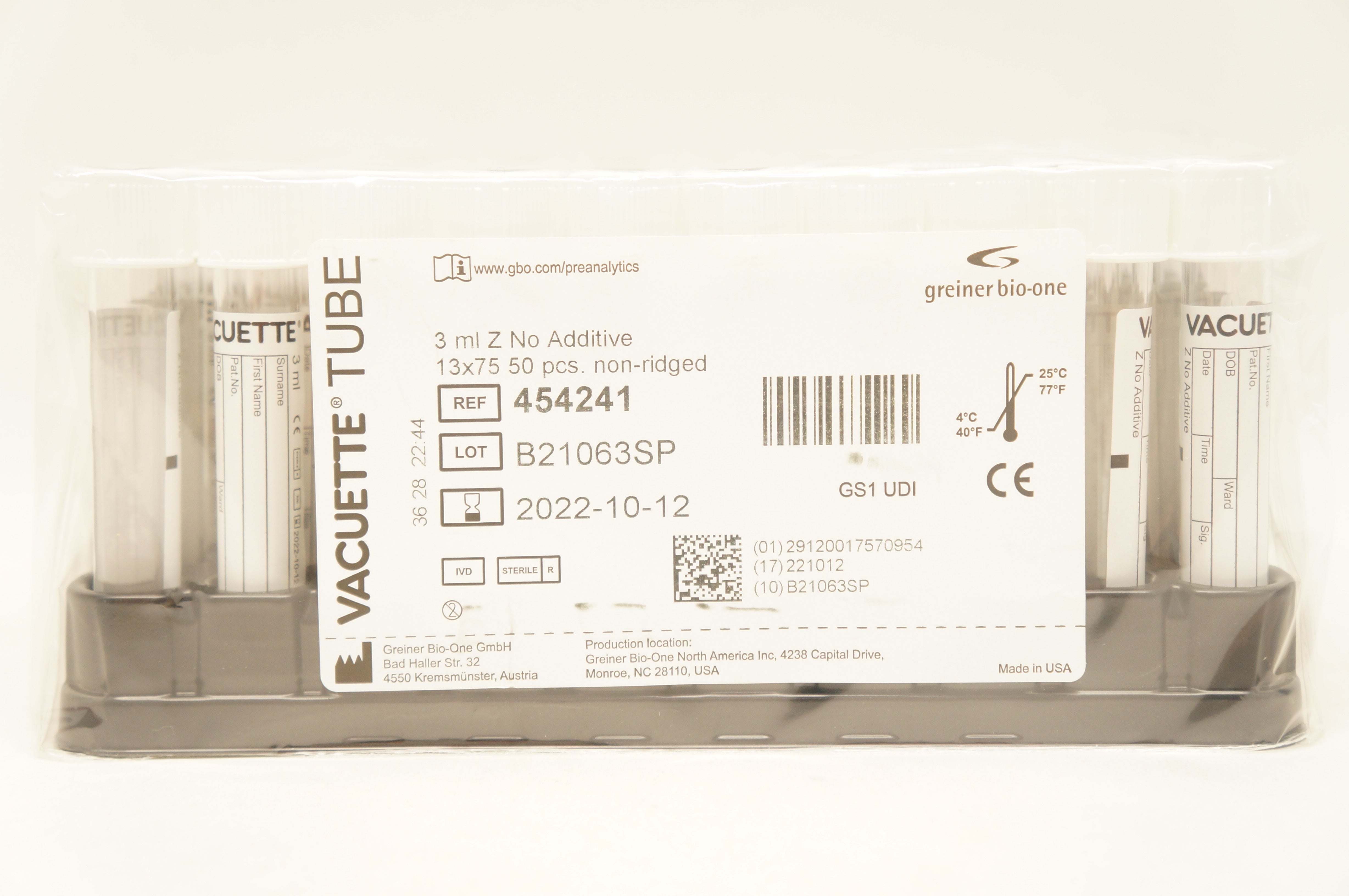 Greiner Bio-One 454241 Vacuette Tube 3ml - Pack of 50