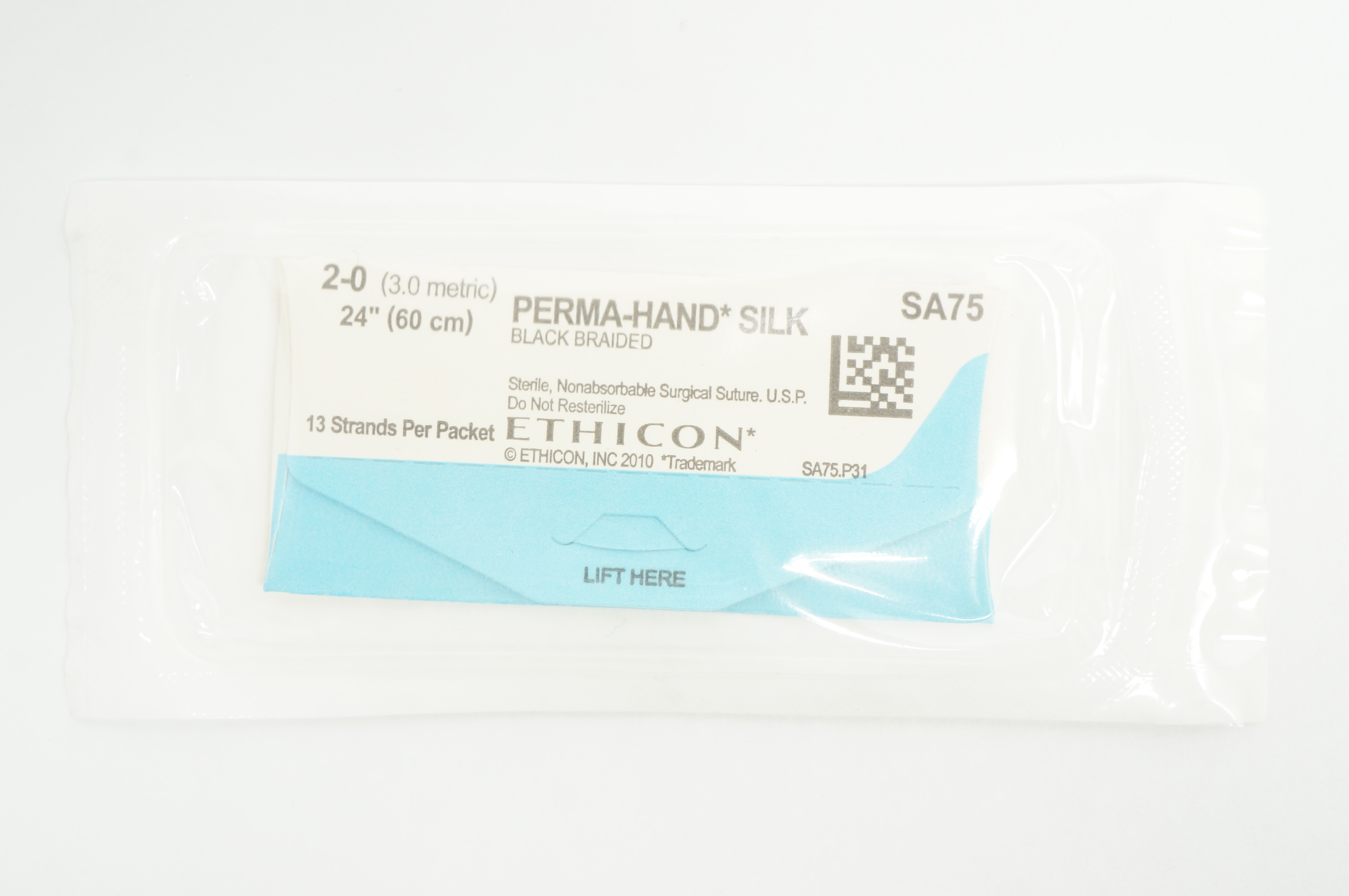 Ethicon SA75 2-0 Perma-Hand Silk, 24inch