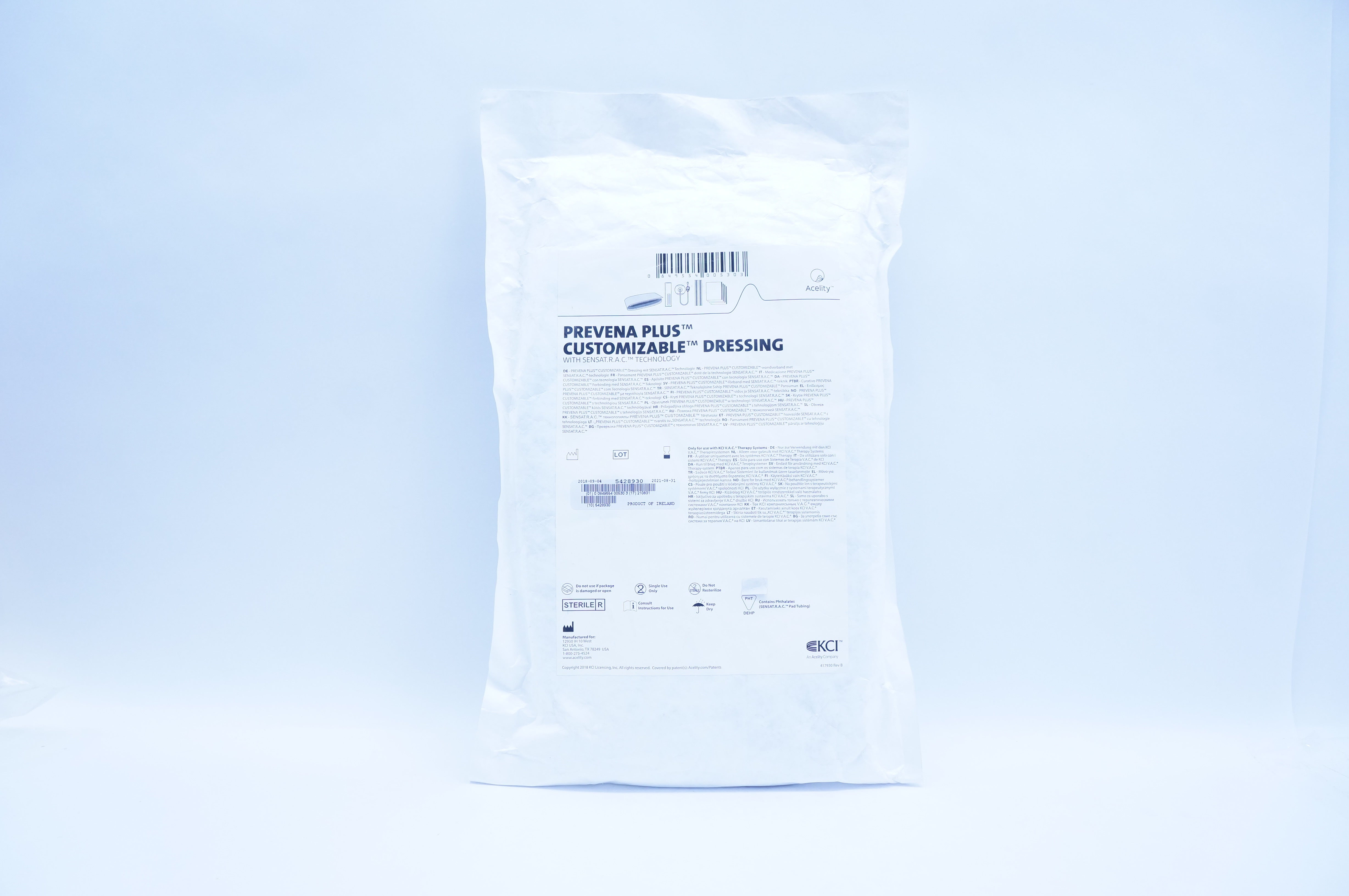 Acelity 5428930 KCI Prevena Customizable Dressing with Sensat R.A.C. Technology