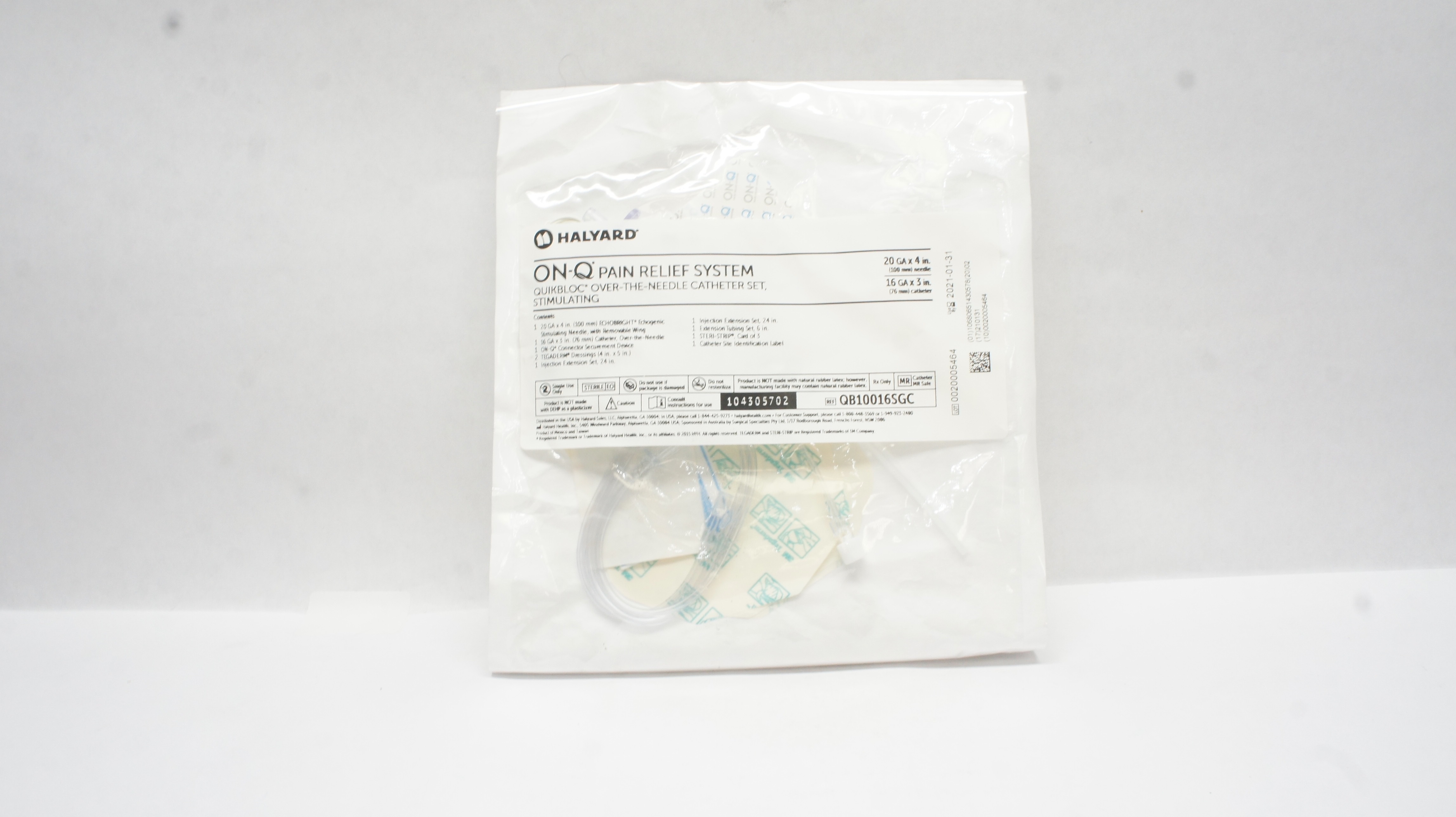 Halyard QB10016SGC ON-Q Pain Relief System 20GAx4in. Ndle 16GAx3in. (x)