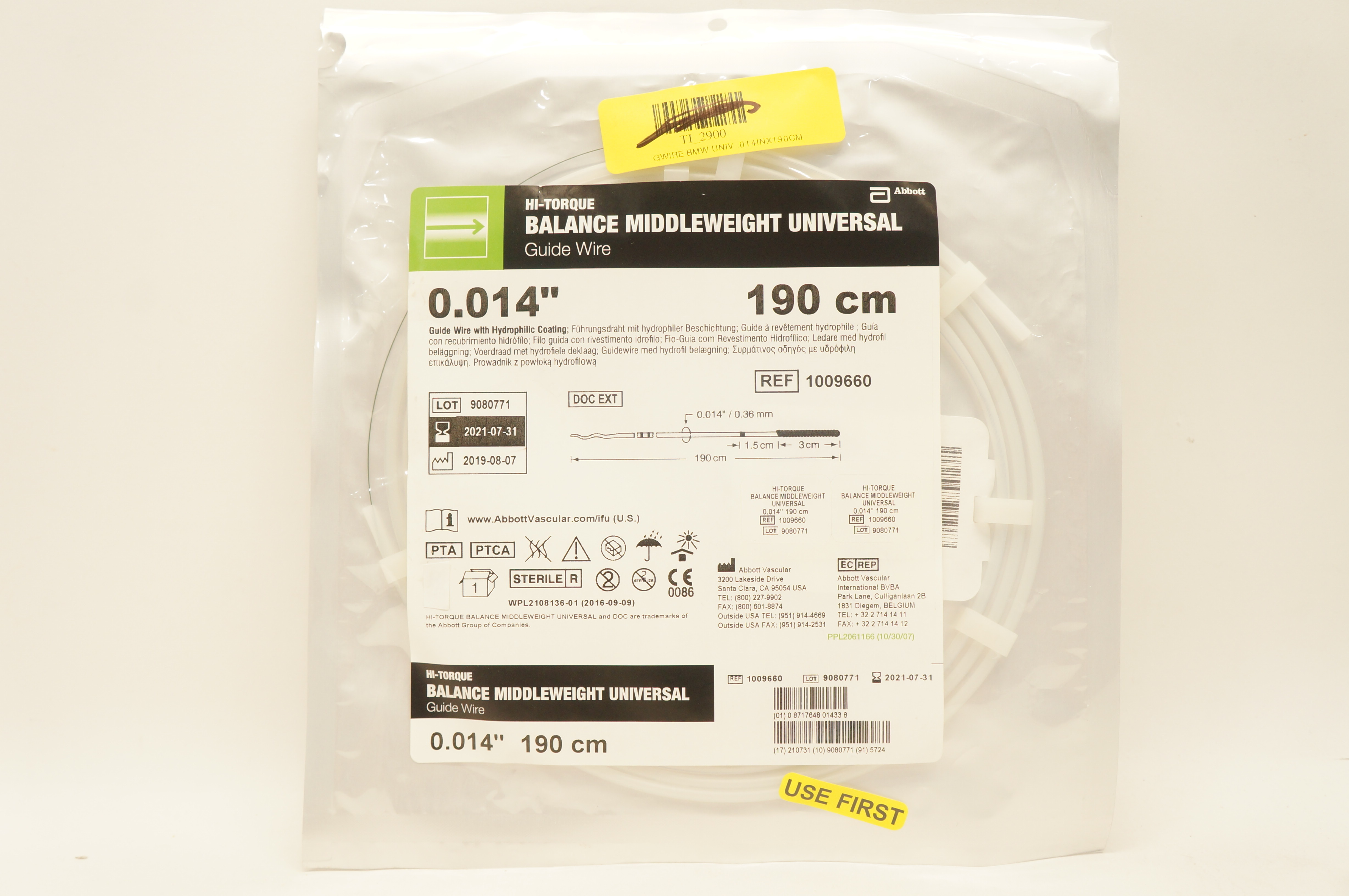 Abbott 1009660 Hi-Torque Balance Middleweight Guide Wire 0.014in. x 190cm (x)