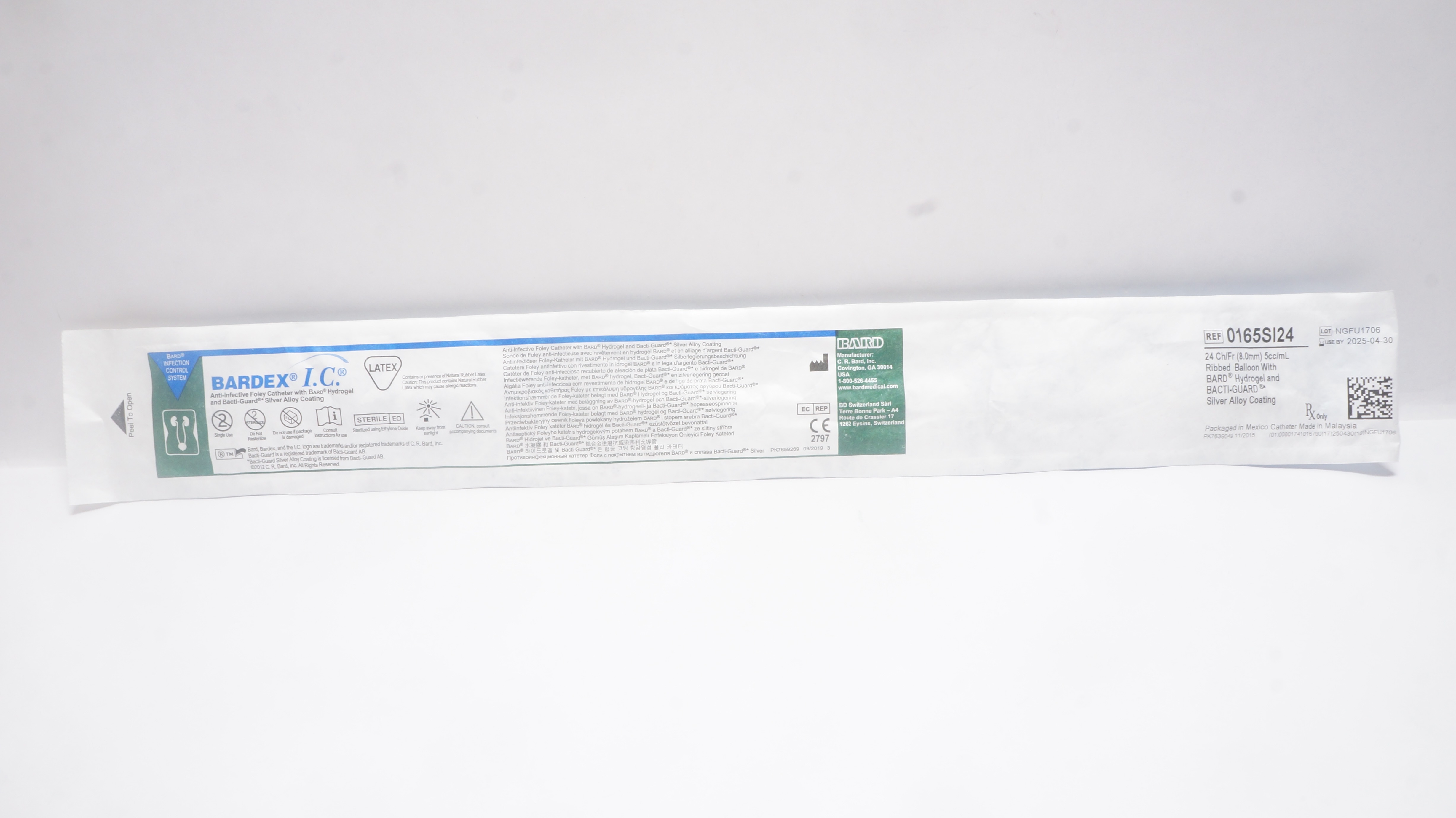 Bard 0165SI24 Bardex Anti-Infective Foley Cath. 24Fr.