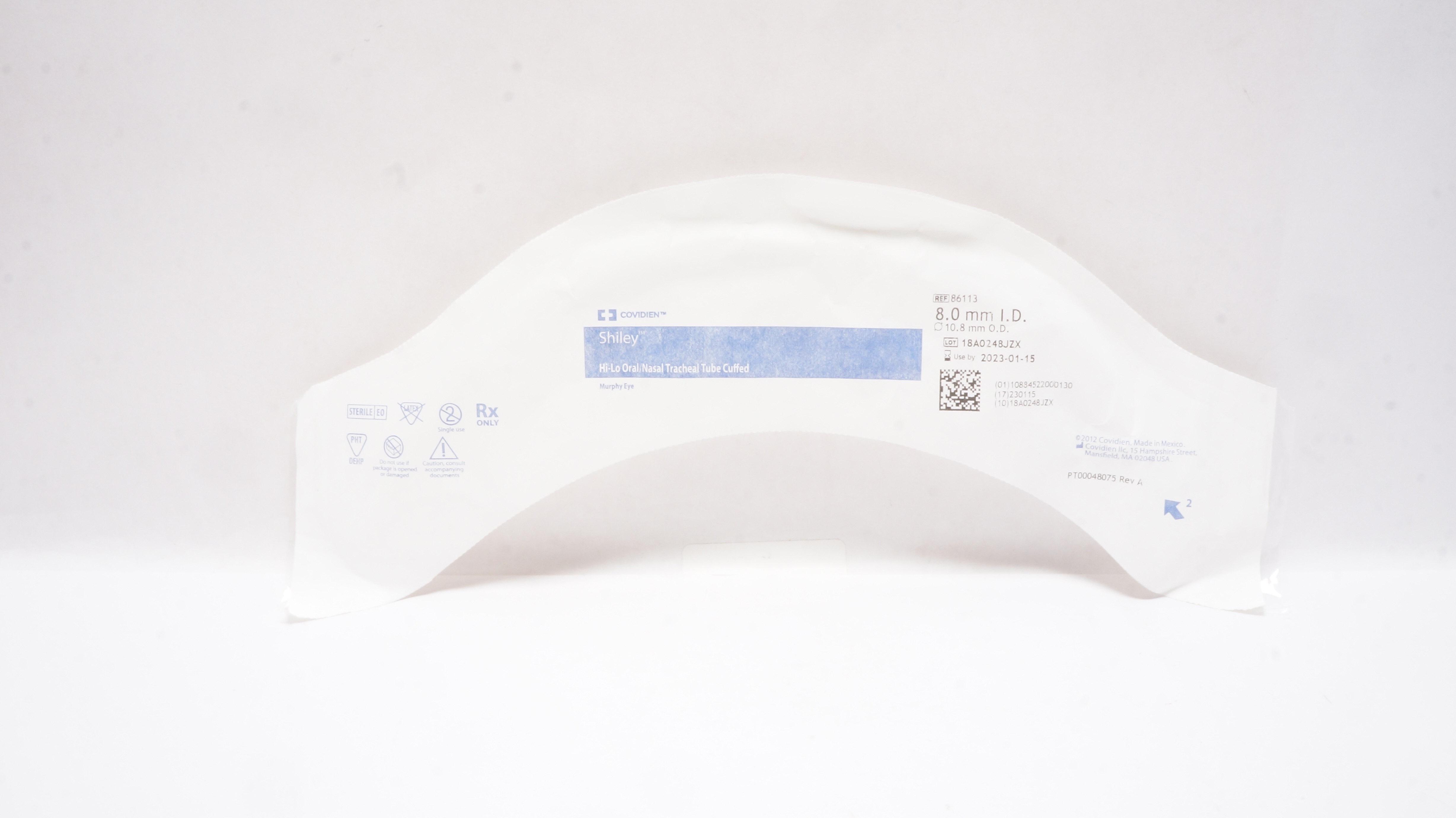 Covidien 86113 Shiley Hi-Lo Oral/Nasal Tracheal Tube Cuffed 8.0ID x 10.8mm OD(x)