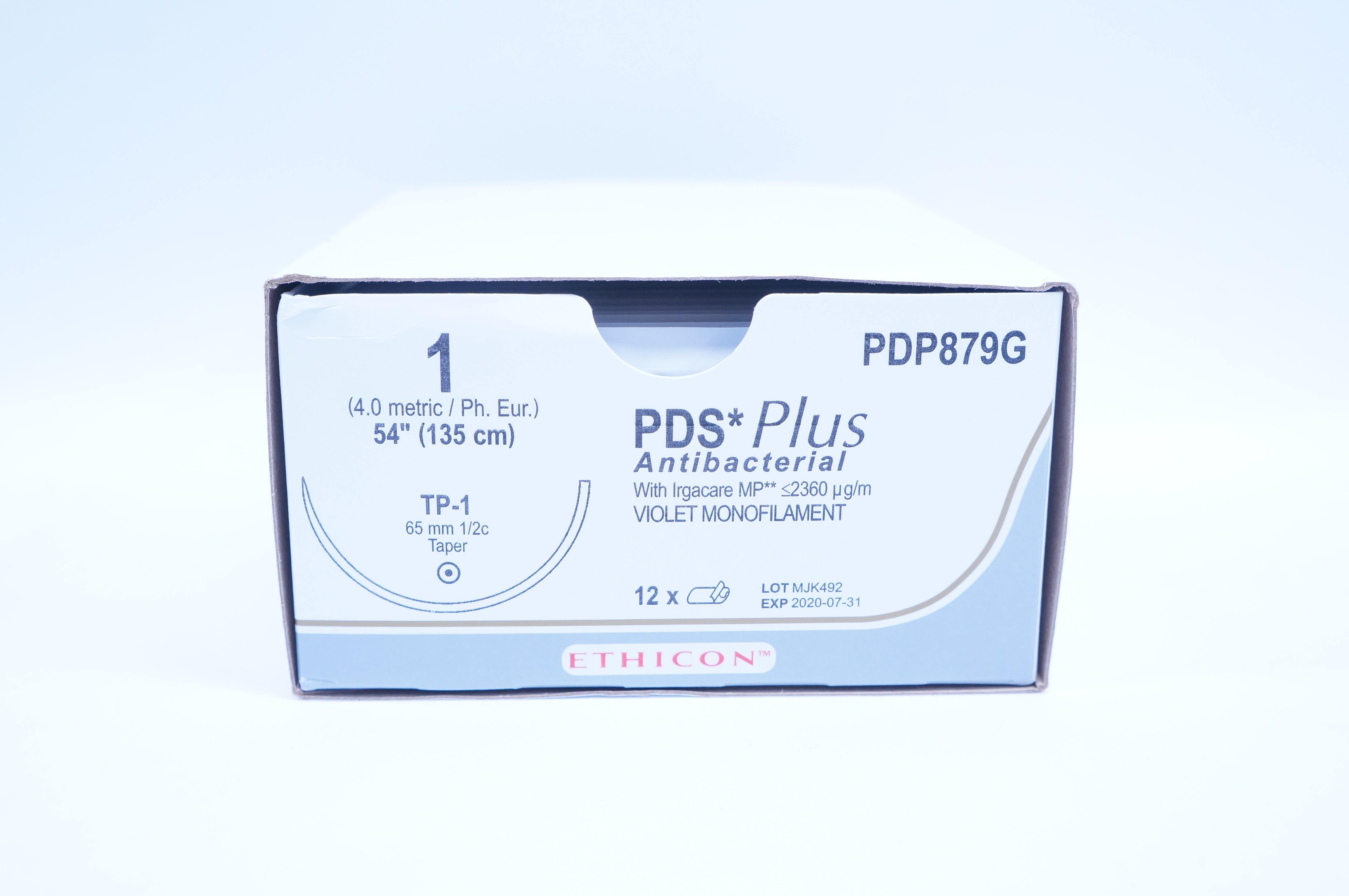 Ethicon PDP879G 1 PDS Plus TP-1 65mm 1/2c Taper, 54inch (x) - Box of 12